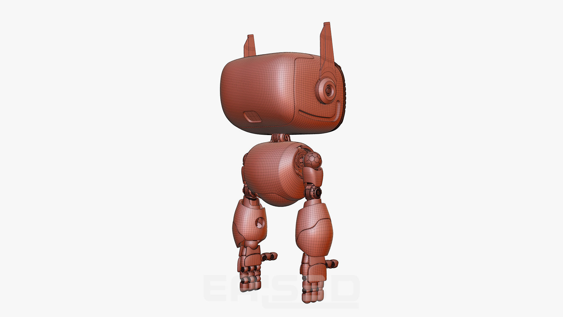 Cute Robot H-74 Blue 3D model_40