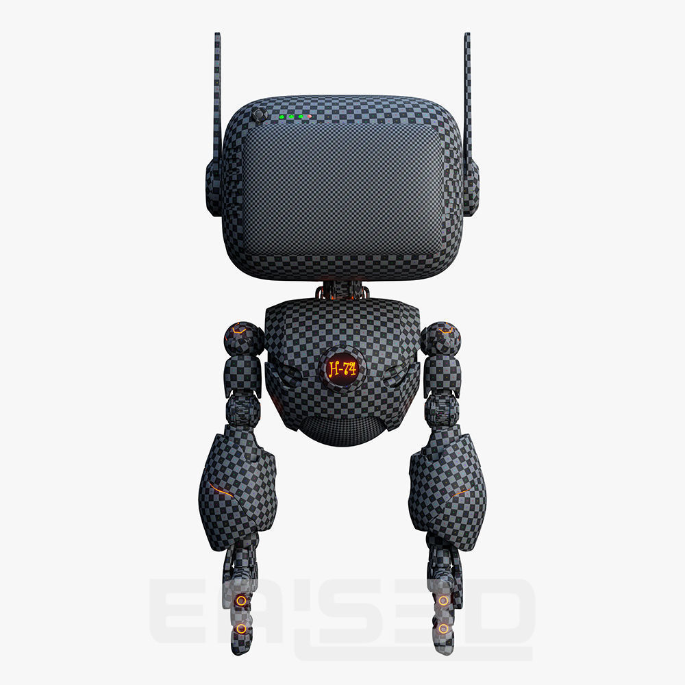 Cute Robot H-74 Blue 3D model_27