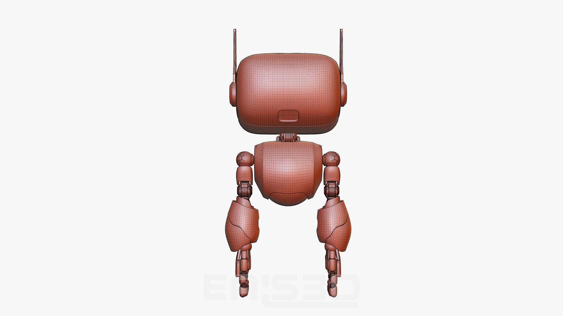 Cute Robot H-74 Blue 3D model_39