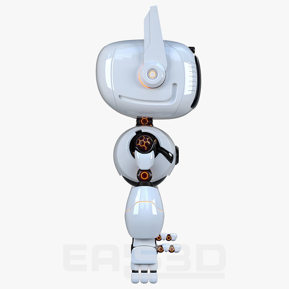 Cute Robot H-74 Blue 3D model_22