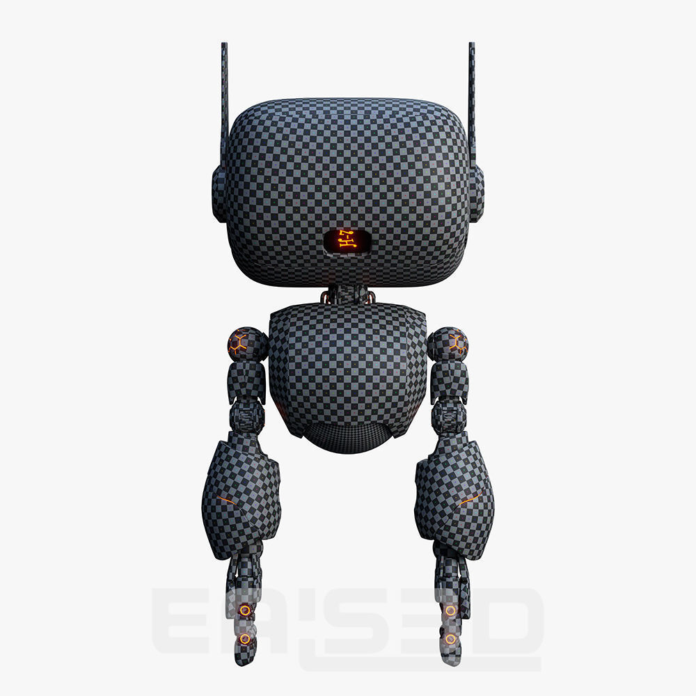 Cute Robot H-74 Blue 3D model_31