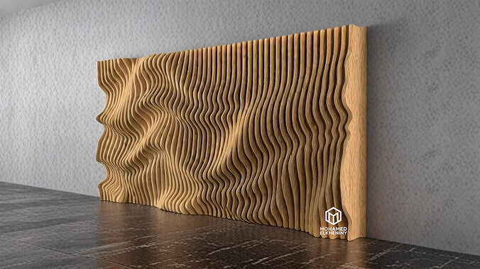 Parametric Wavy Wooden Wall Decor 26 - wood cutting machines  3D model
