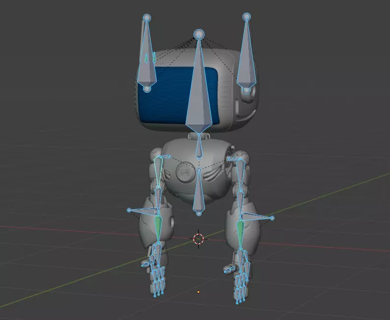 Cute Robot H-74 Red 3D model_7