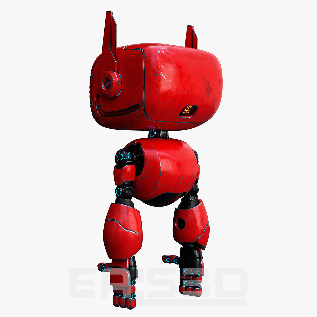 Cute Robot H-74 Red 3D model_14