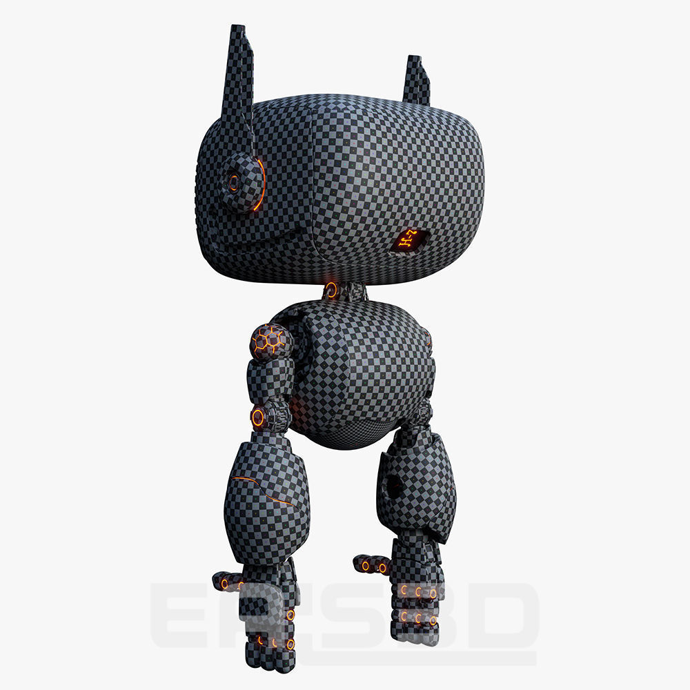 Cute Robot H-74 Red 3D model_30