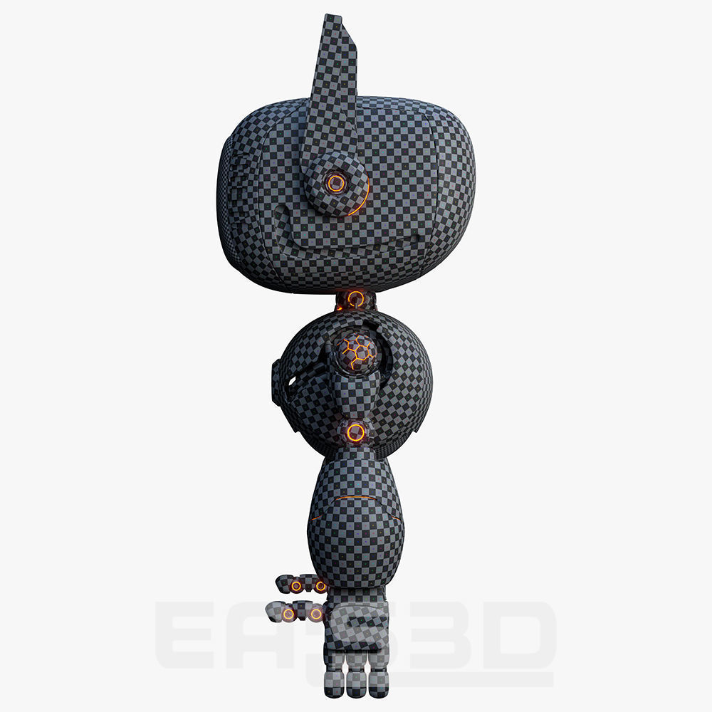 Cute Robot H-74 Red 3D model_29