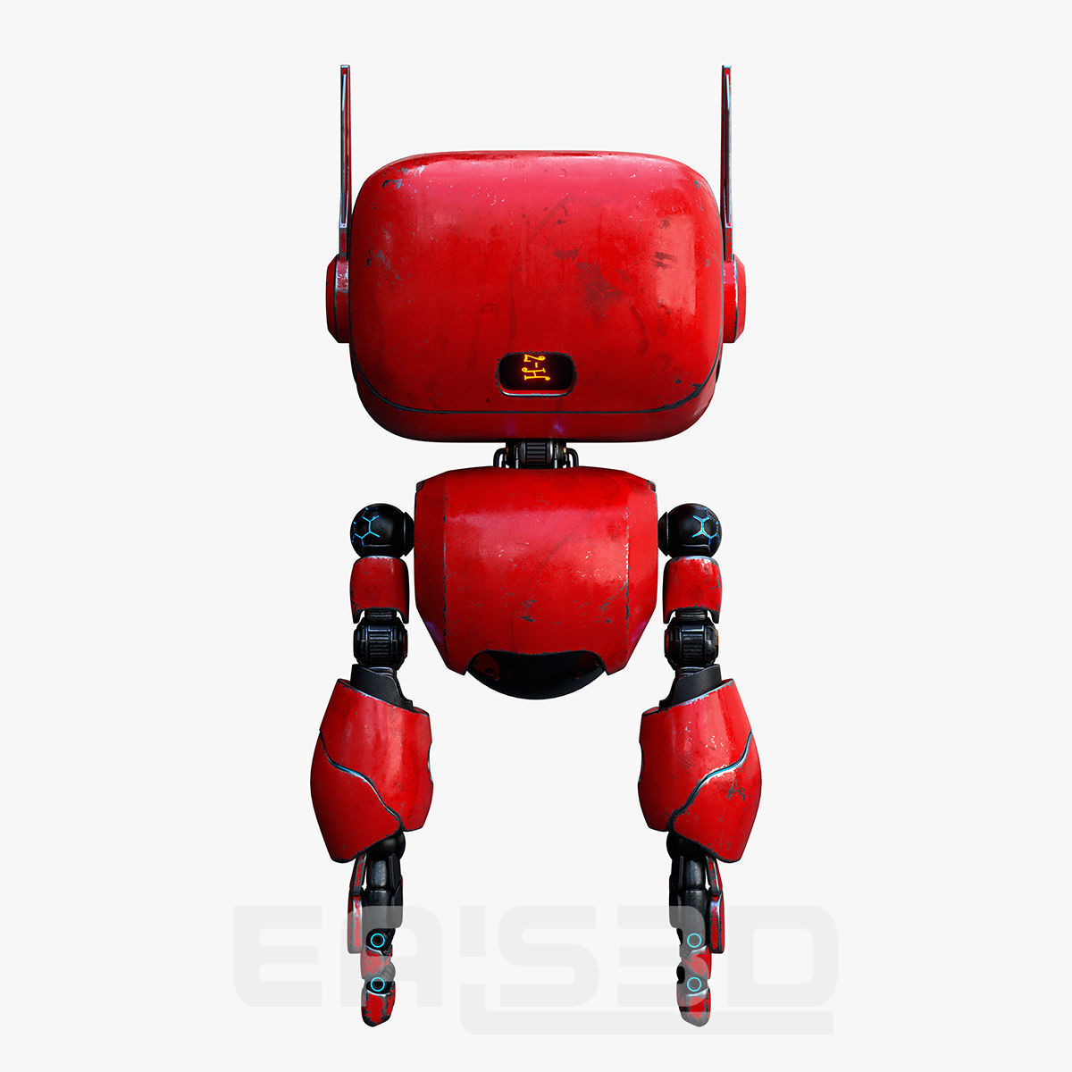 Cute Robot H-74 Red 3D model_15