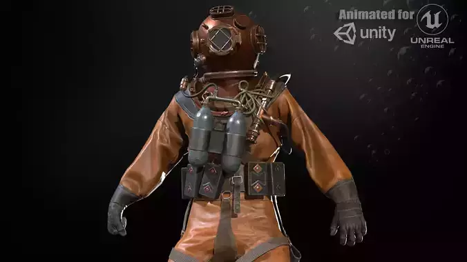 Zombie Diver 2 Low-poly 3D model