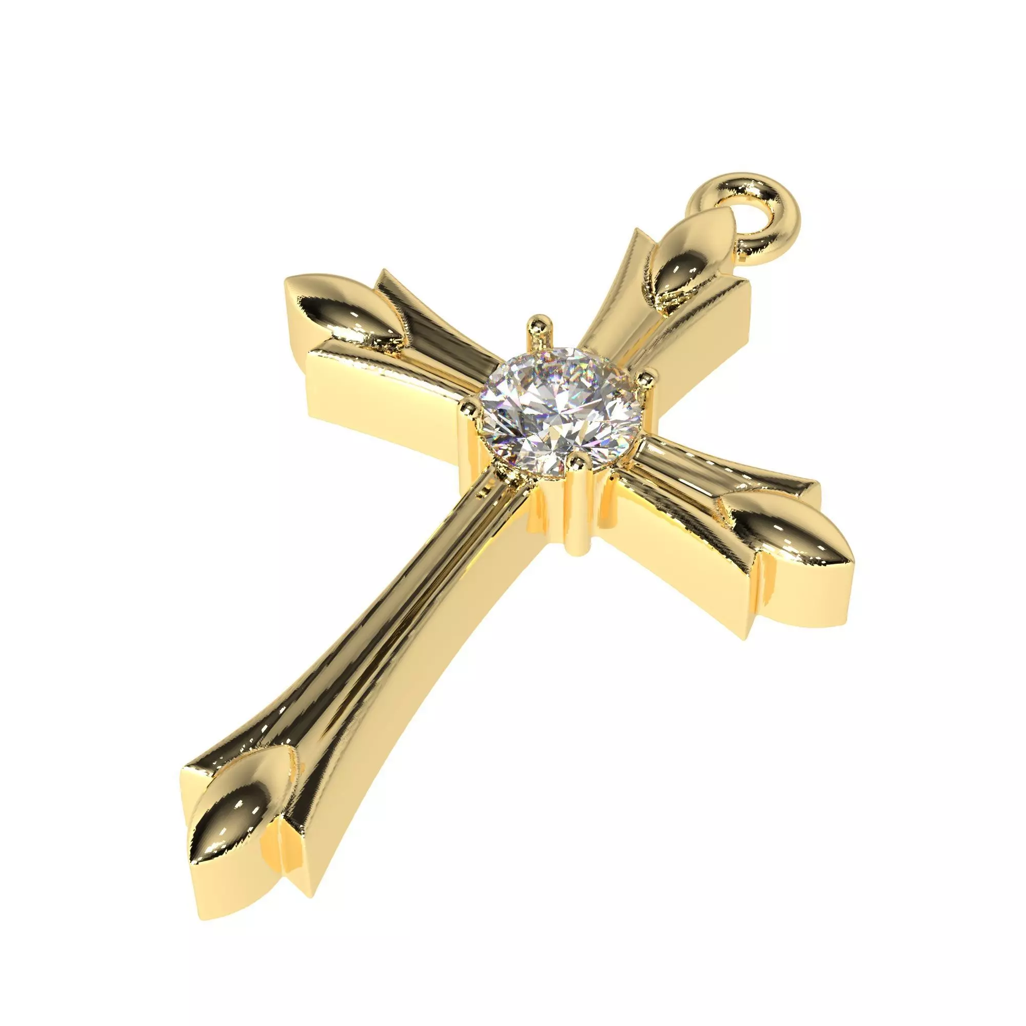 Jewelrly  cross with gem six mm 3D print model_0