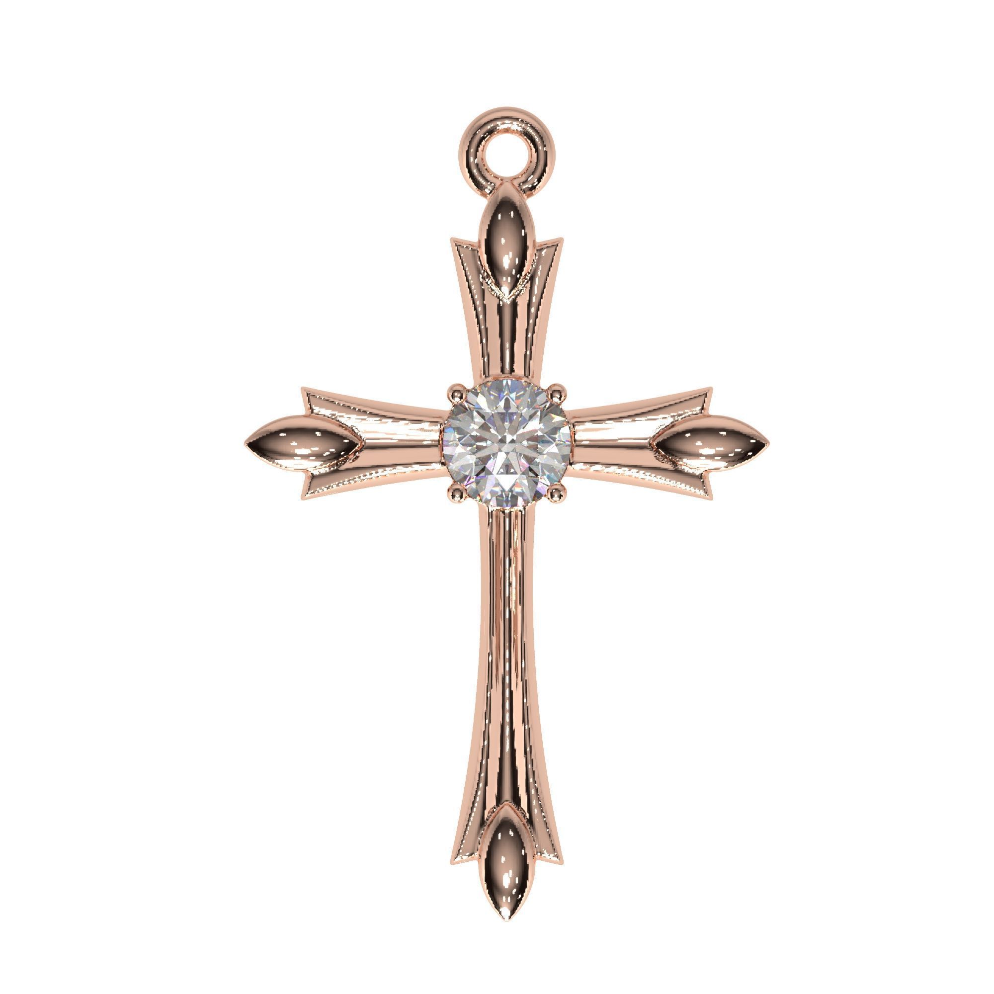 Jewelrly  cross with gem six mm 3D print model_5