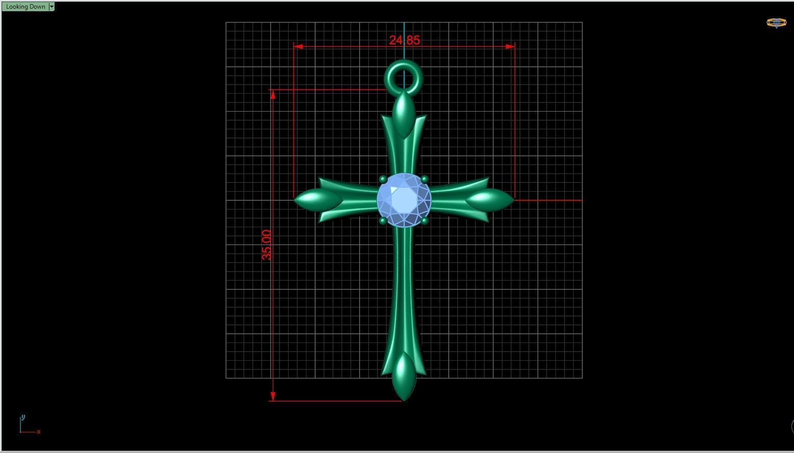 Jewelrly  cross with gem six mm 3D print model_9