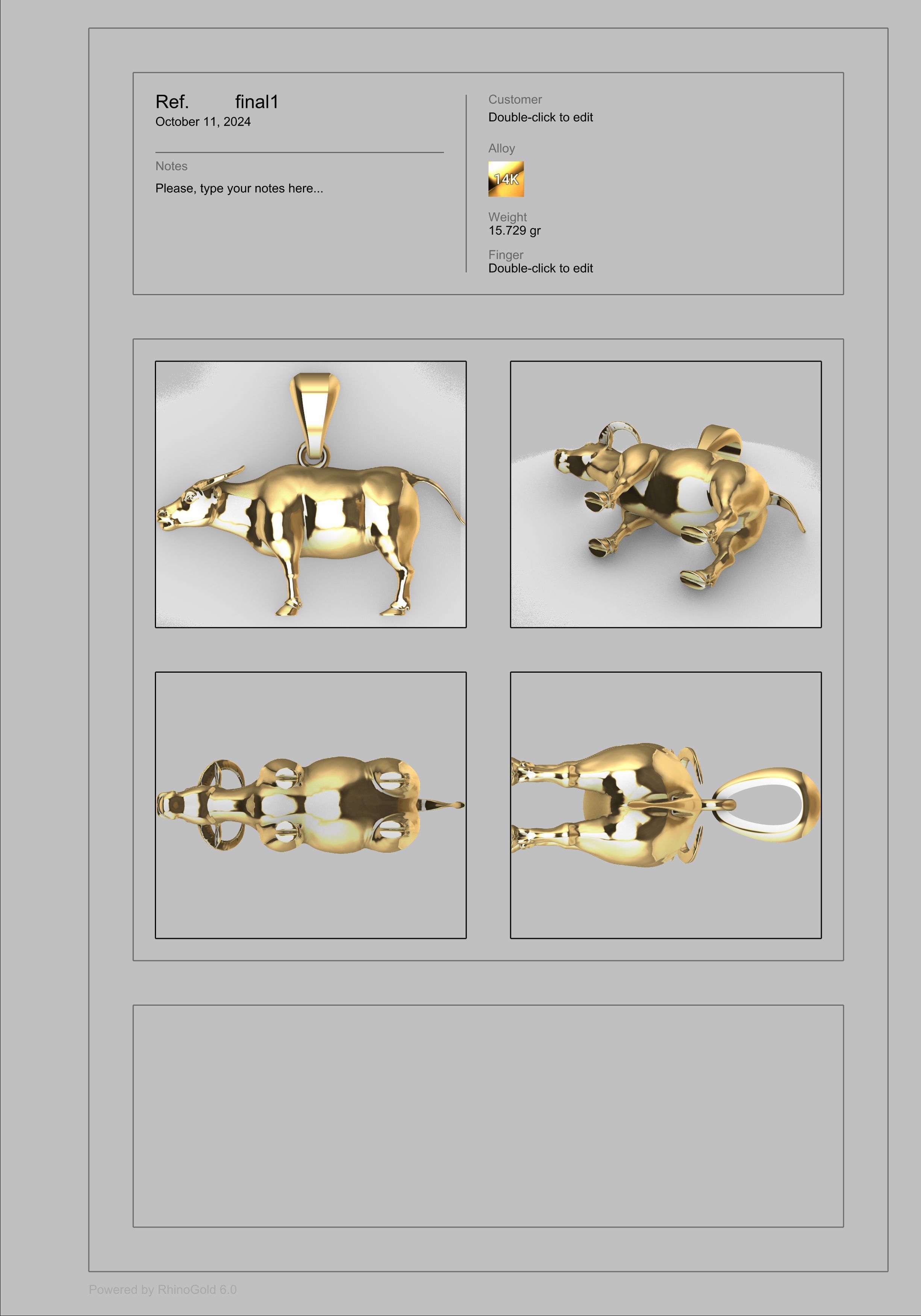 Buffalo BULL pendant 3D print model_8