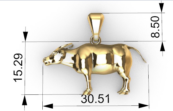 Buffalo BULL pendant 3D print model_7