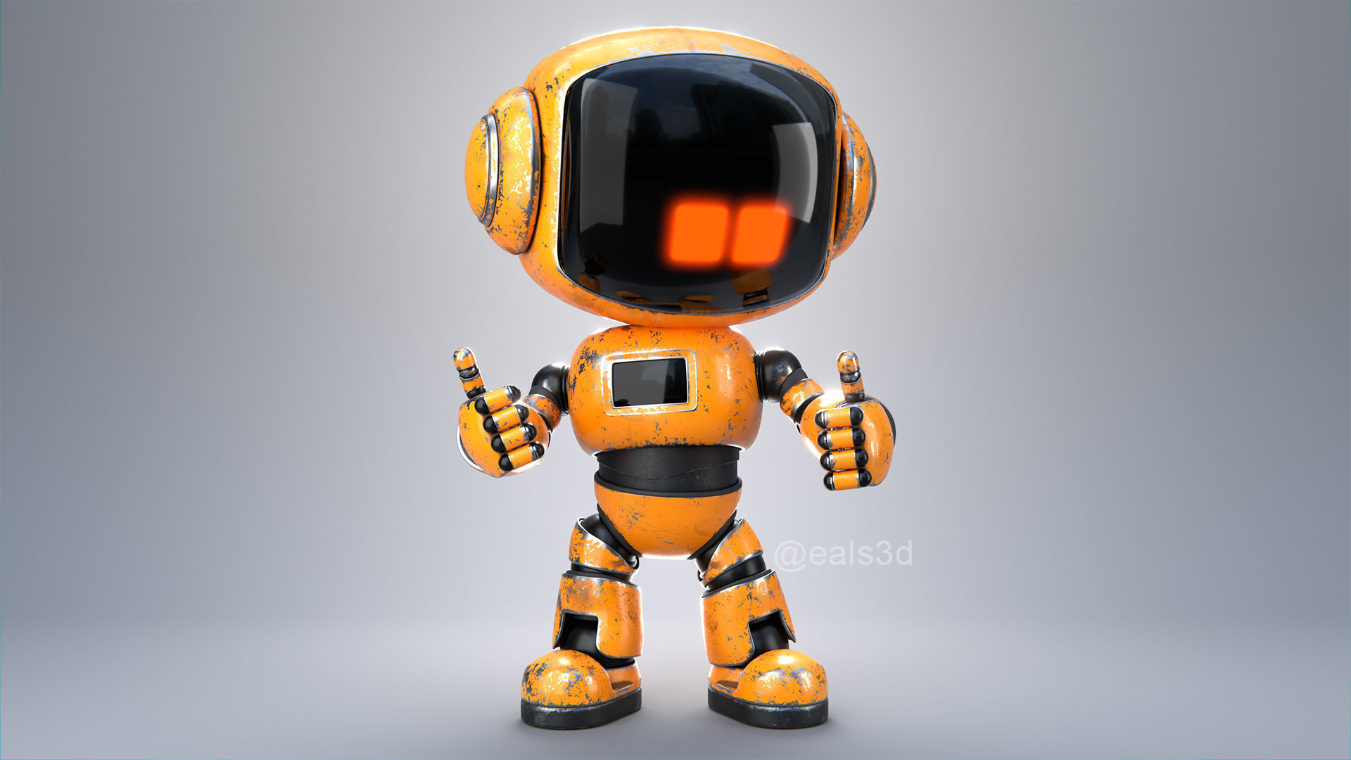 Cute Short Robot Eve-2 3D model_6