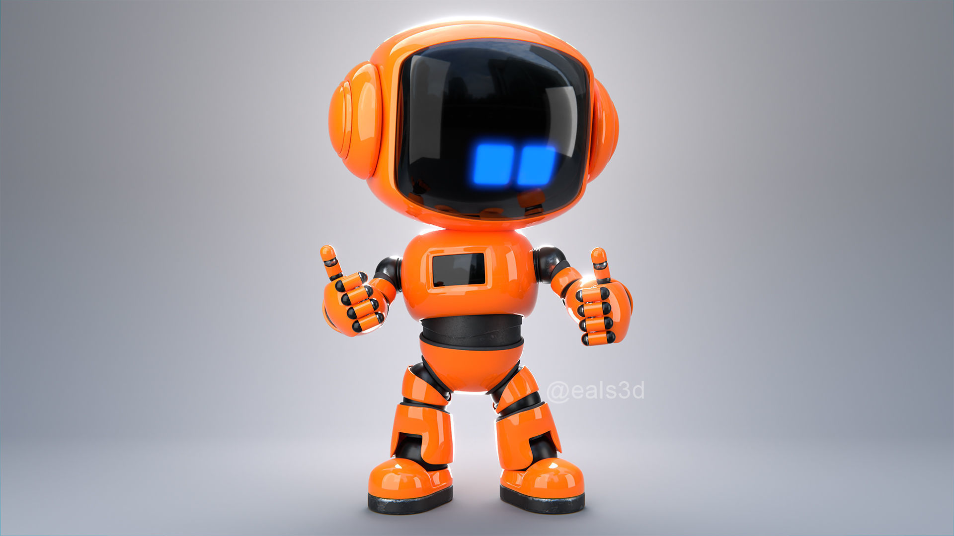 Cute Short Robot Eve-2 3D model_4