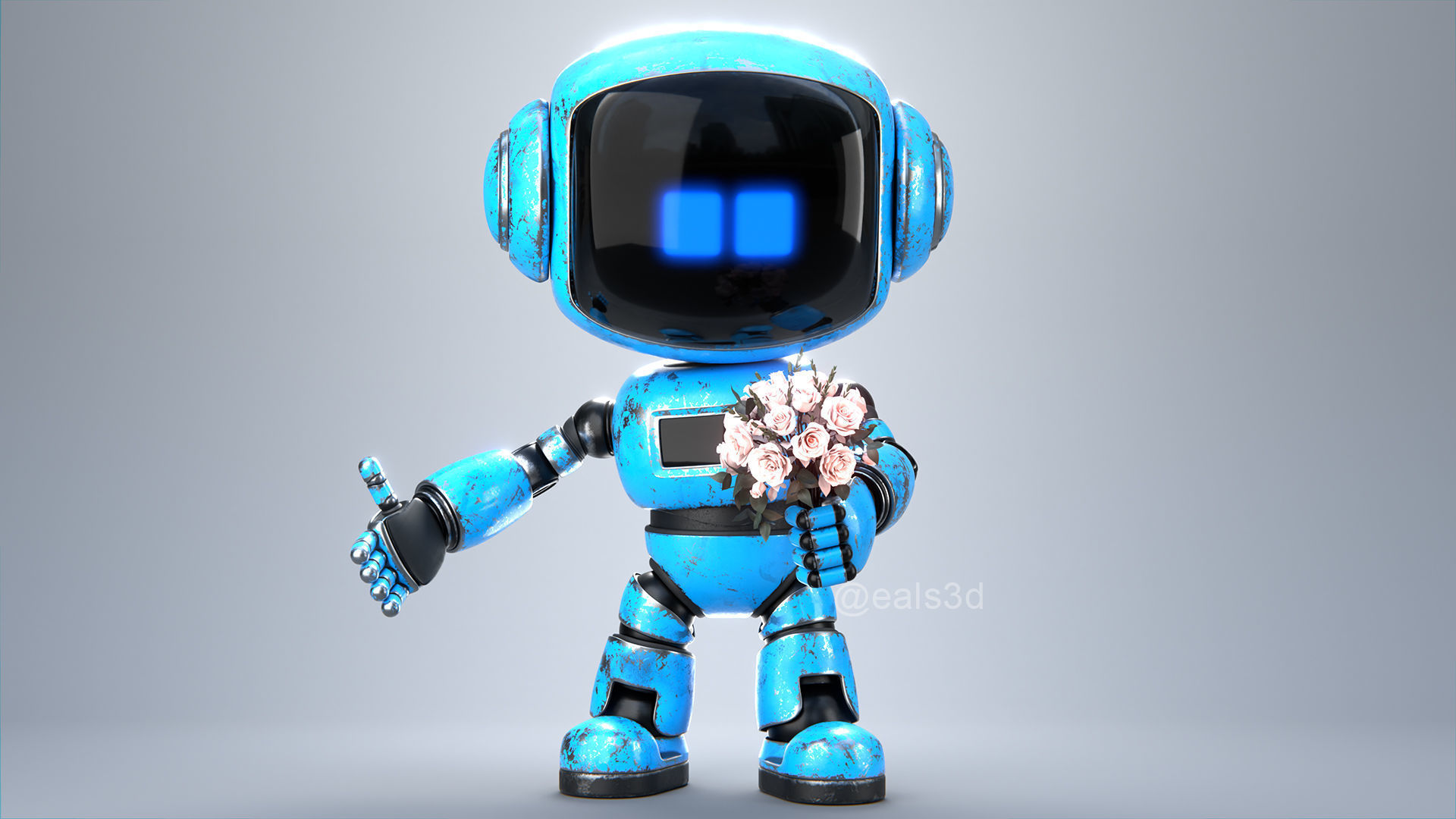 Cute Short Robot Eve-2 3D model_15