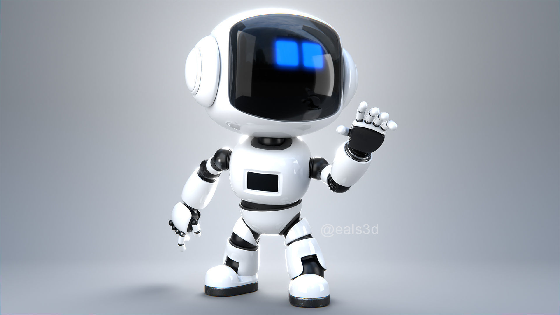 Cute Short Robot Eve-2 3D model_11