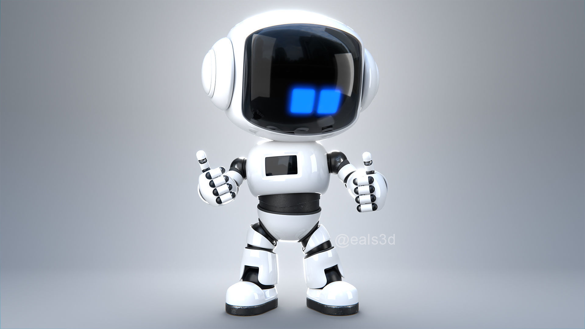 Cute Short Robot Eve-2 3D model_3