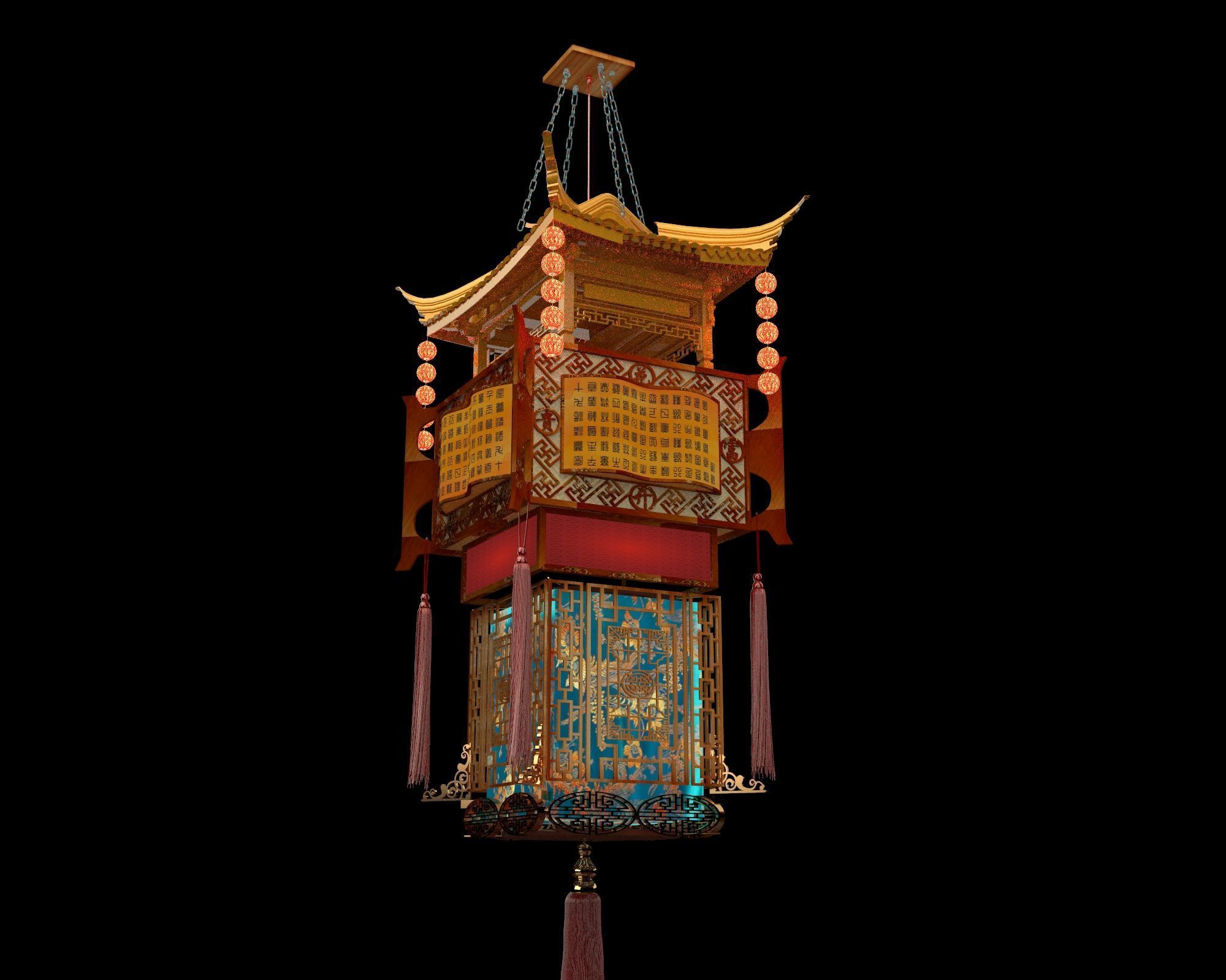 Chinese palace lantern 3D model_5