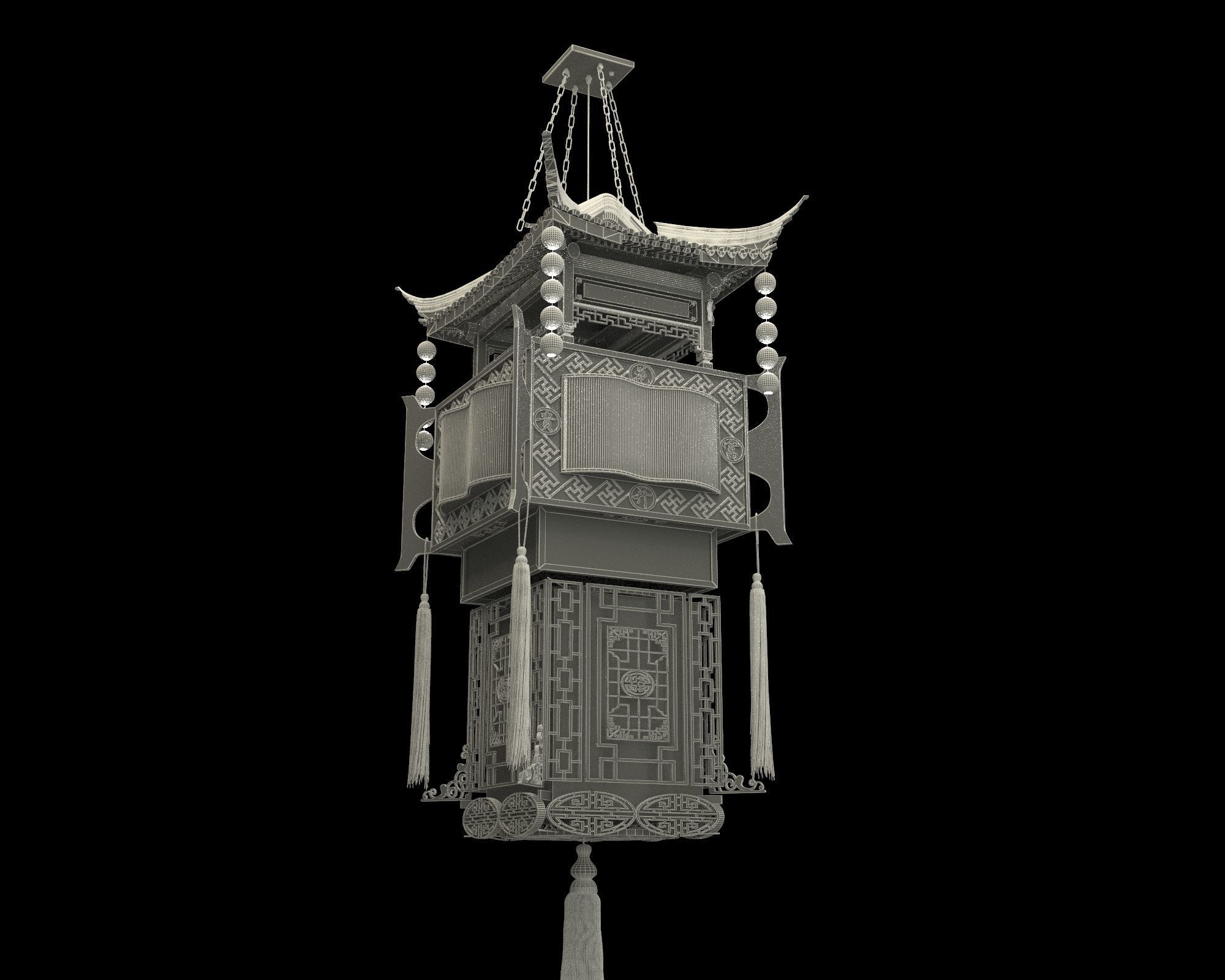 Chinese palace lantern 3D model_7
