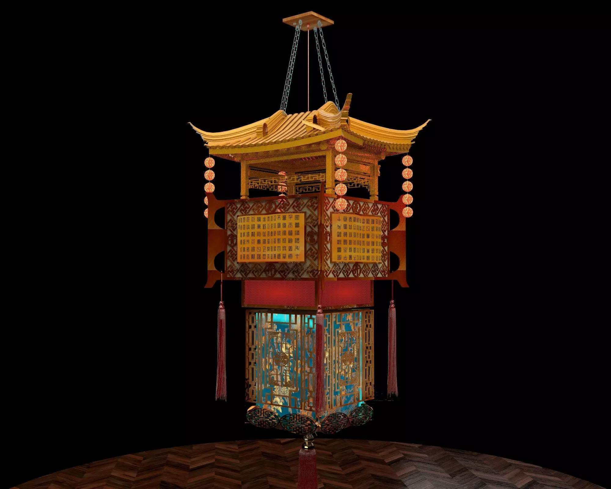 Chinese palace lantern 3D model_0