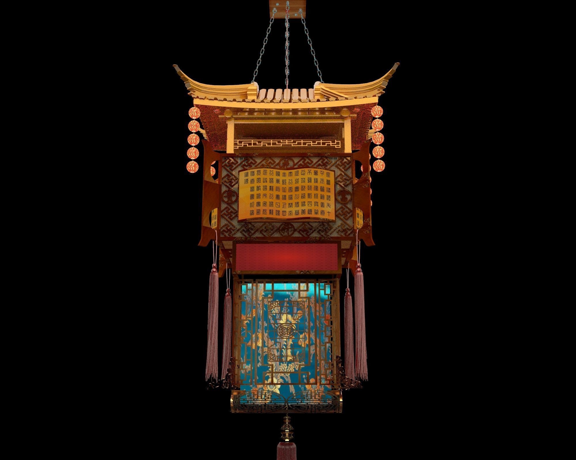 Chinese palace lantern 3D model_4