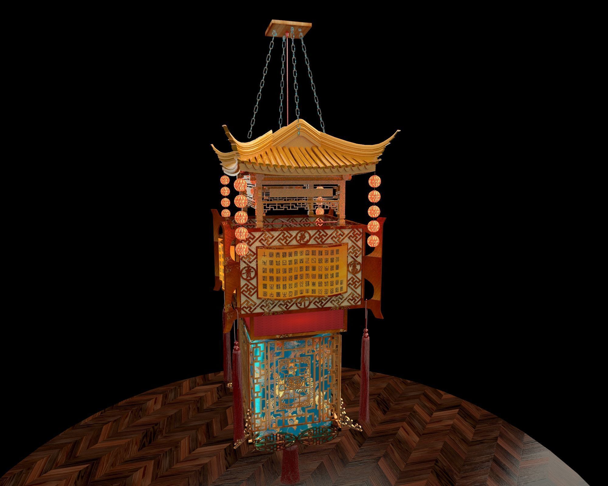 Chinese palace lantern 3D model_2