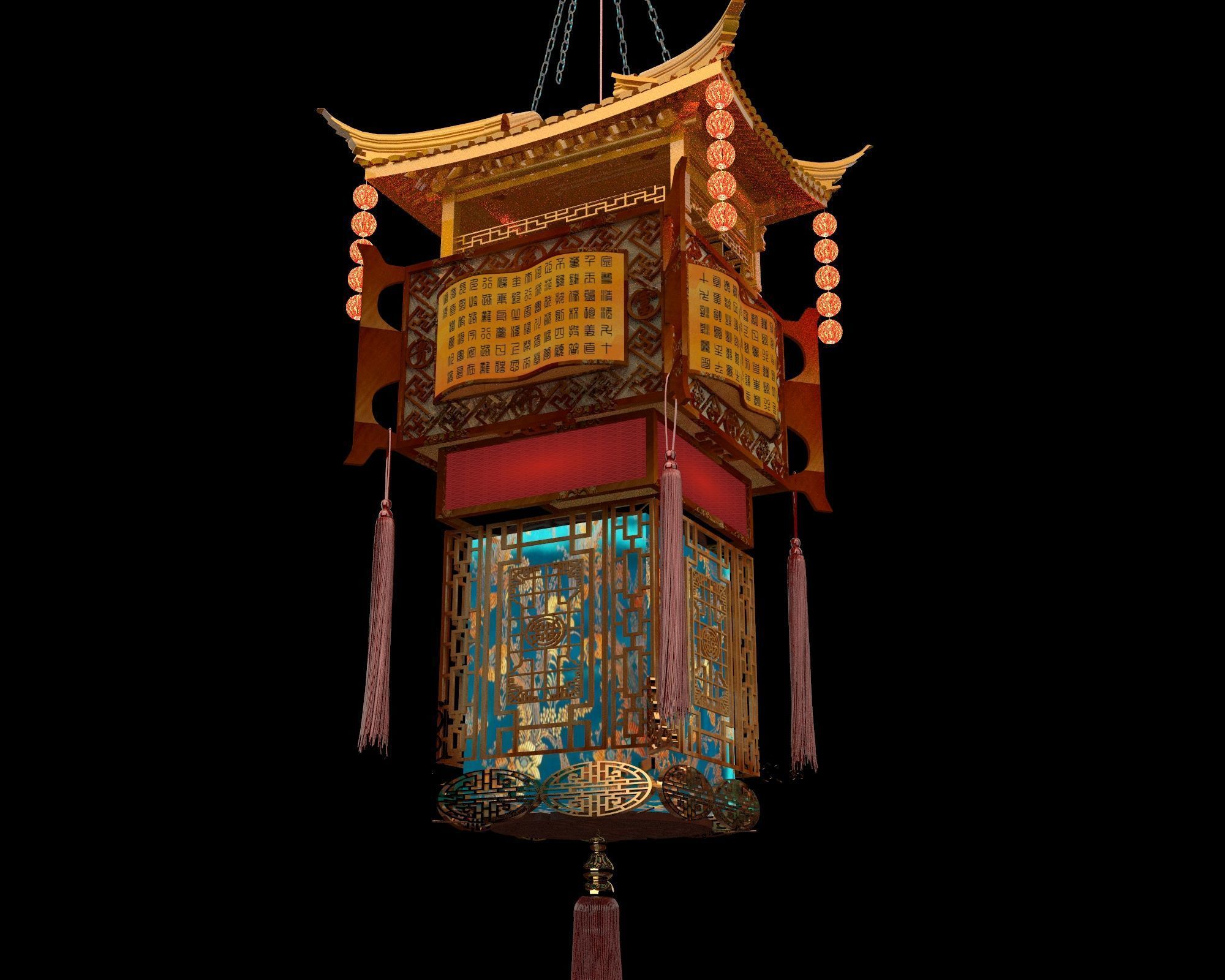 Chinese palace lantern 3D model_3