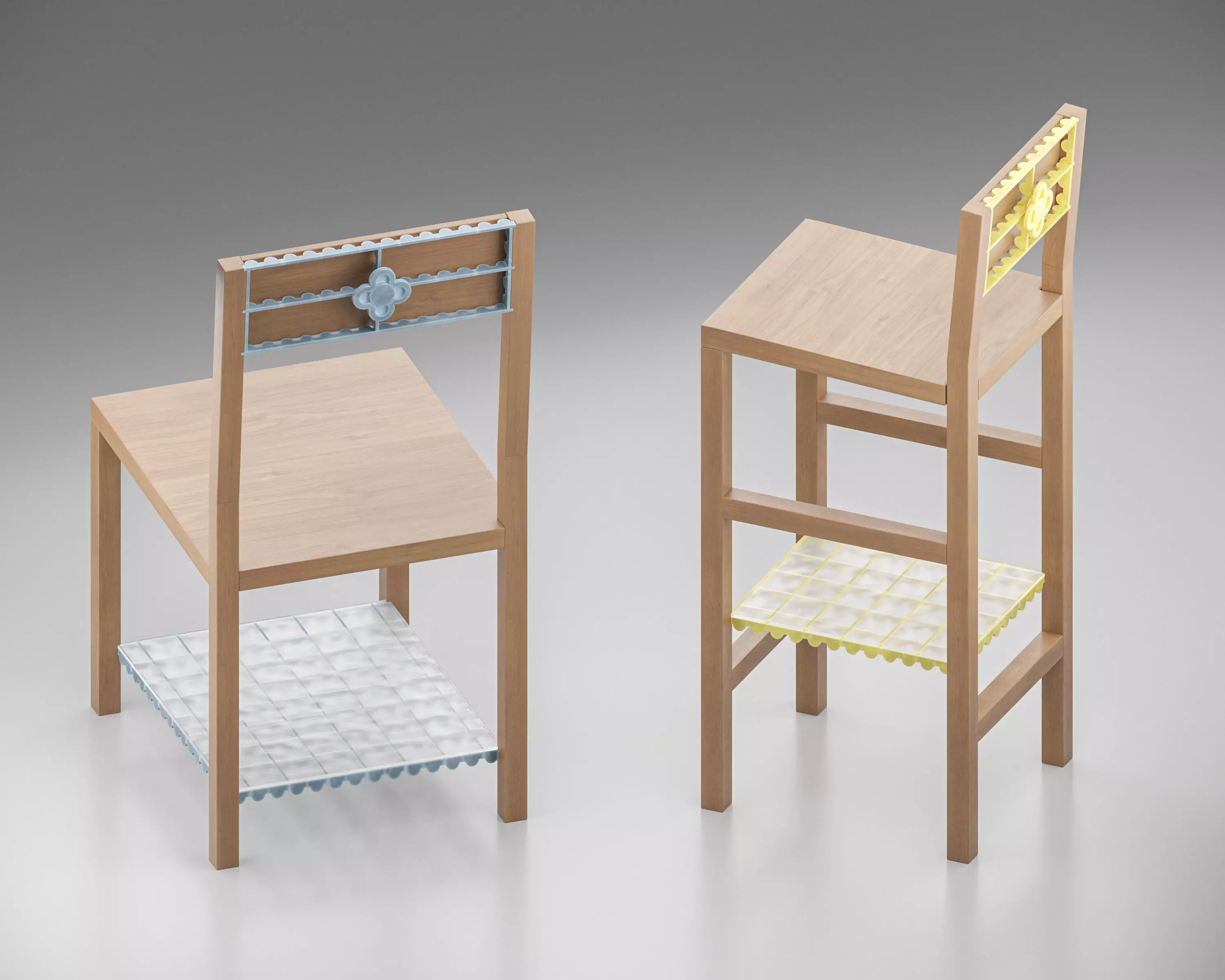 chair korean style and stool 3D model