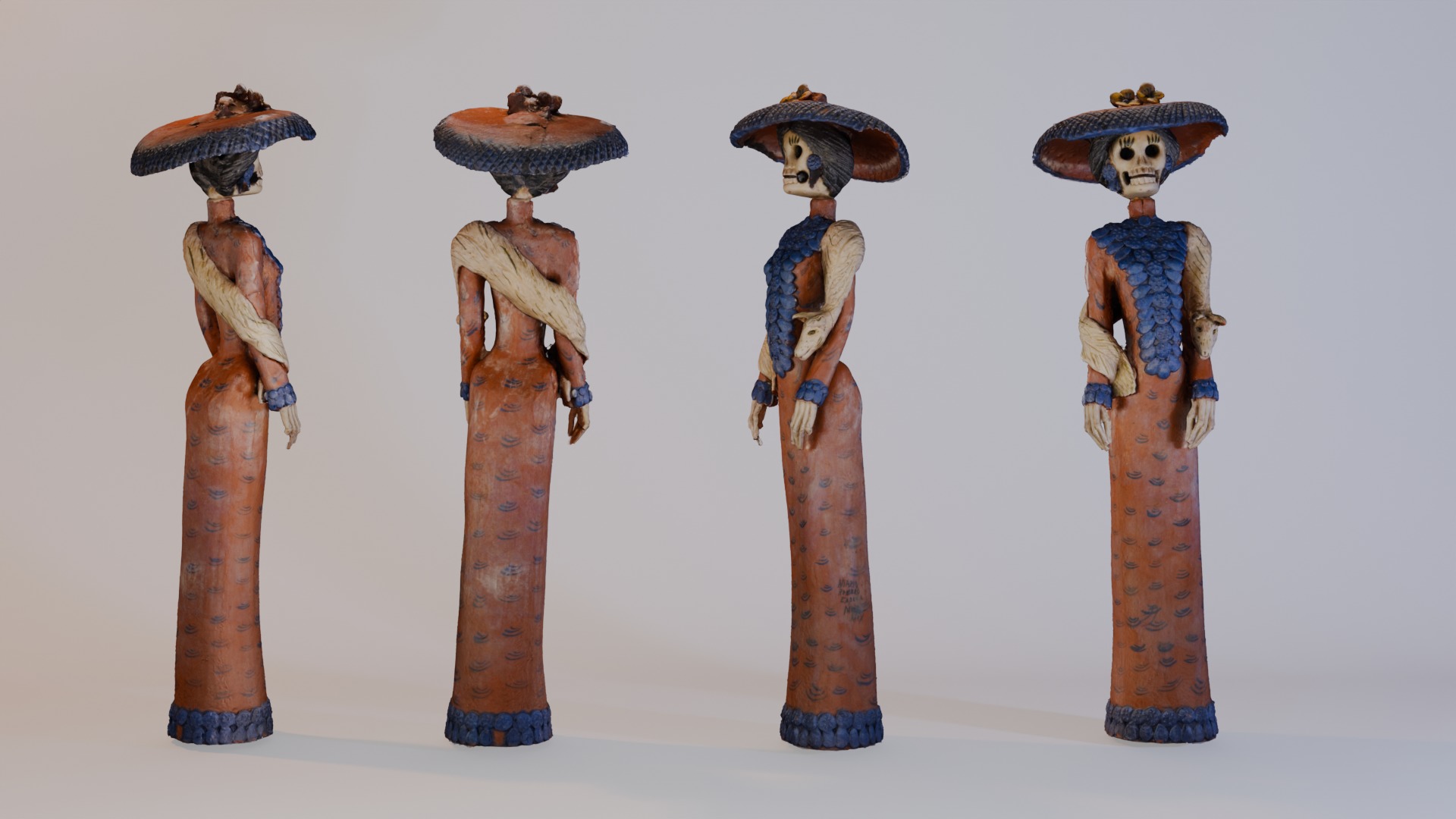 Catrina Flora Dia de Muertos 3D model_3