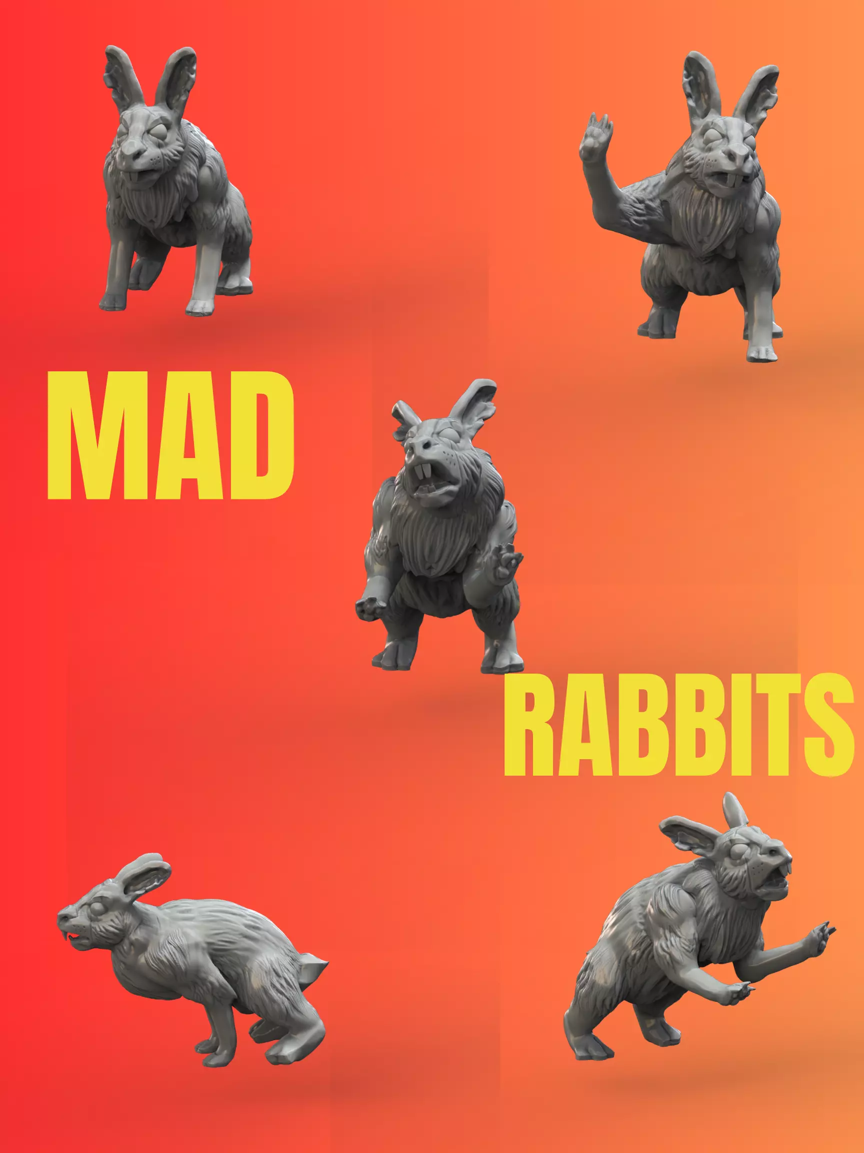 MerryFoot Militia Tree Golems and Mad Rabbits 3D print model