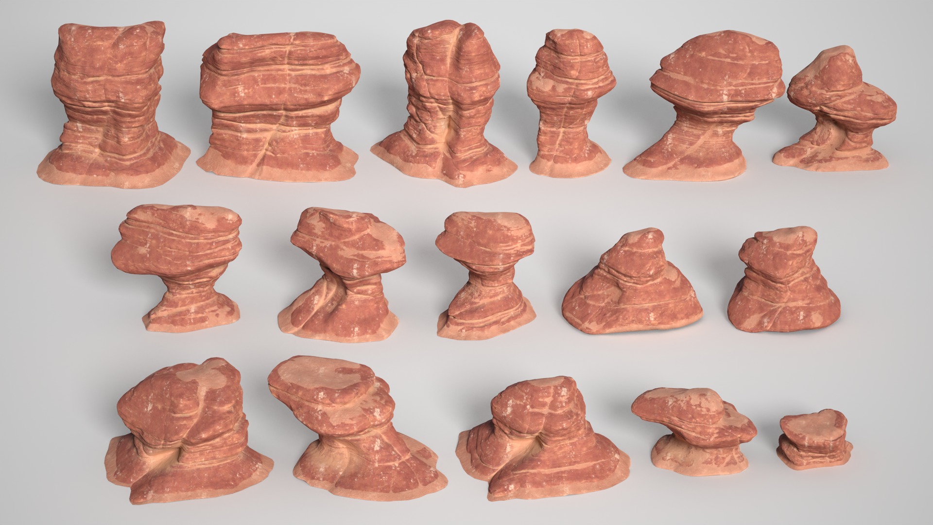 16 Sandstone Columns Desert - 241011 Low-poly 3D model_1