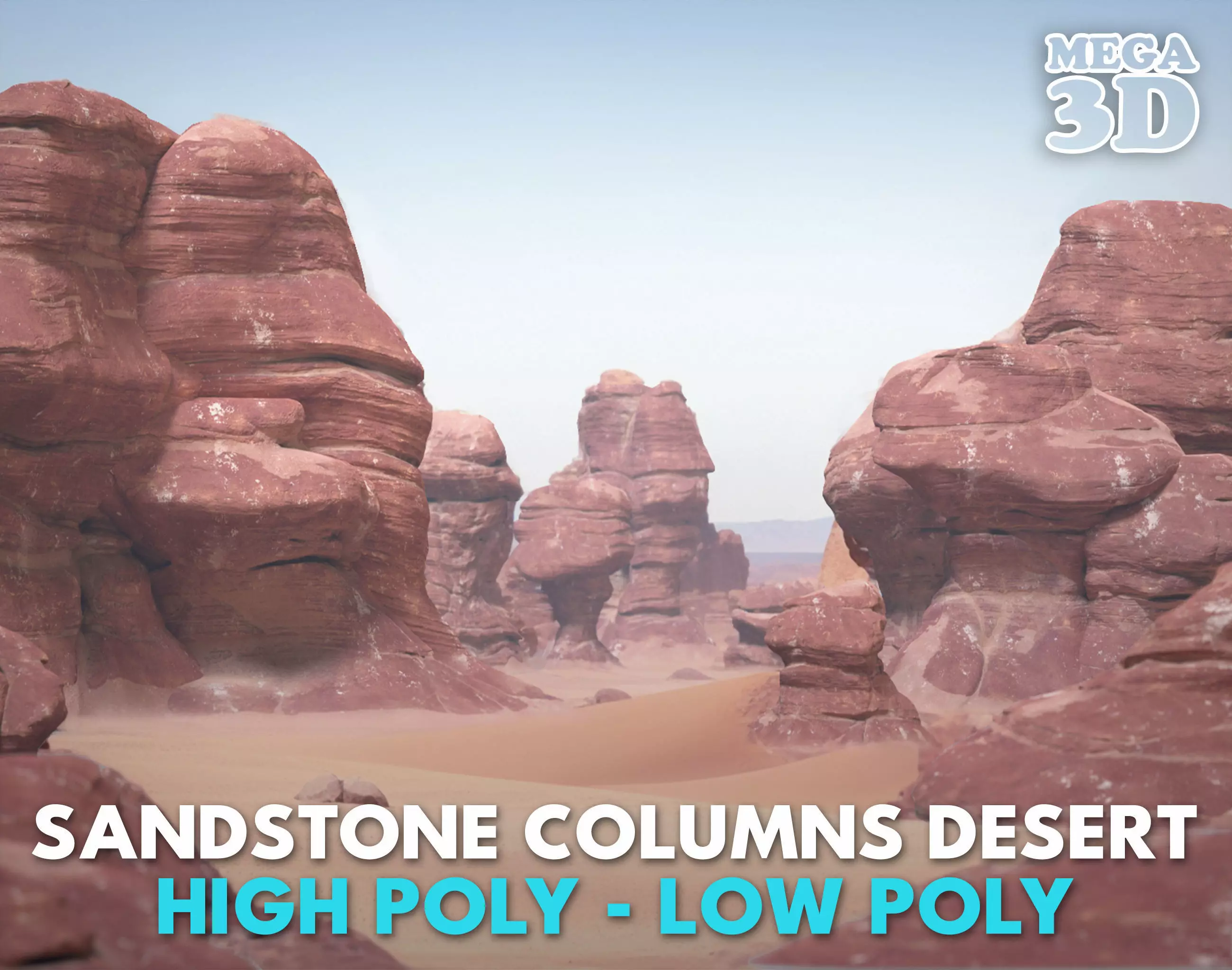 16 Sandstone Columns Desert - 241011 Low-poly 3D model_0
