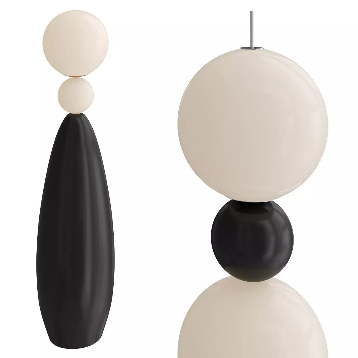 Floor lamp made of alternating black and luminous balls 3D model_0