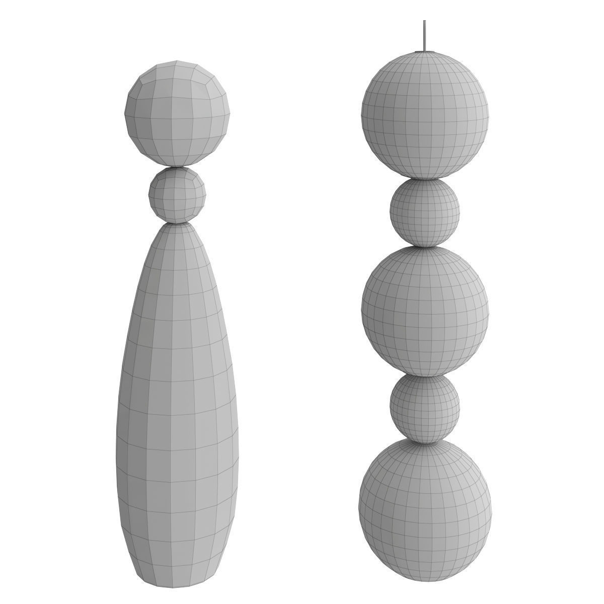 Floor lamp made of alternating black and luminous balls 3D model_3