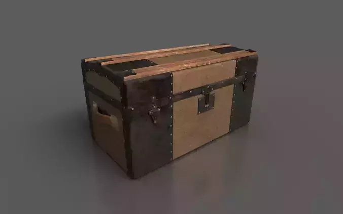 Antique Dome Top Steamer Trunk 1880s Low-poly 3D model