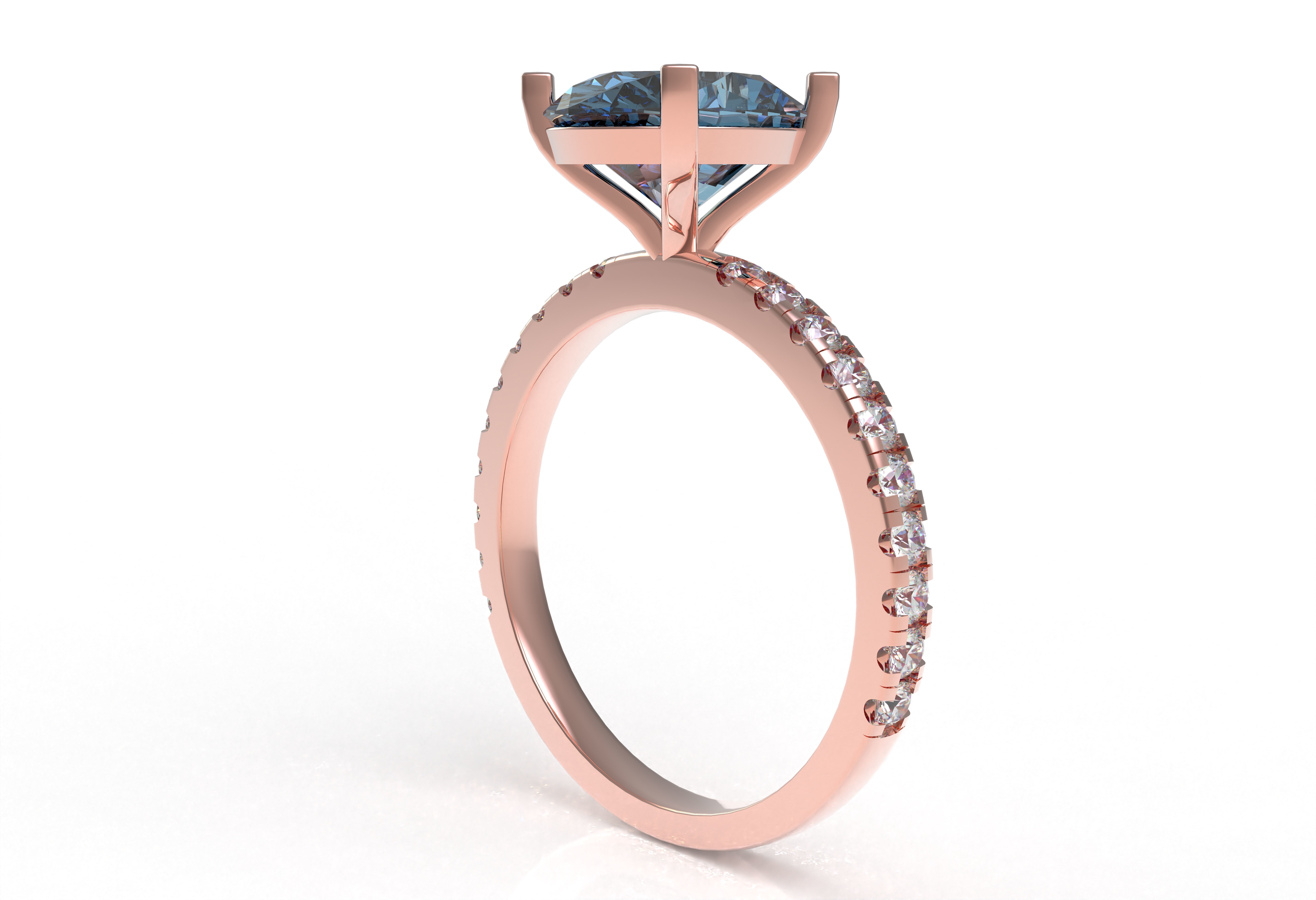Oval Stone Square Prong Solitaire Ring 3D print model_17