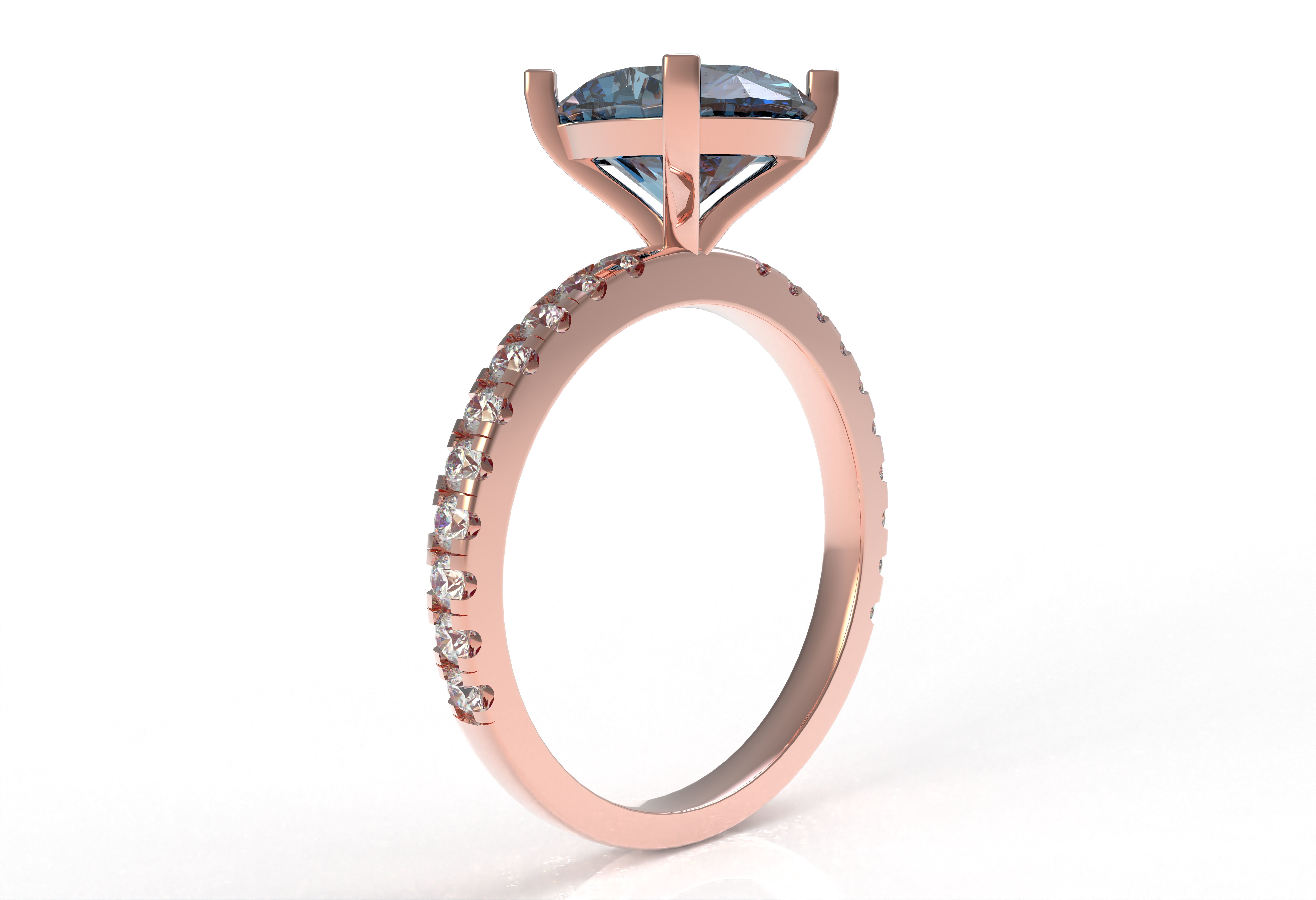 Oval Stone Square Prong Solitaire Ring 3D print model_18