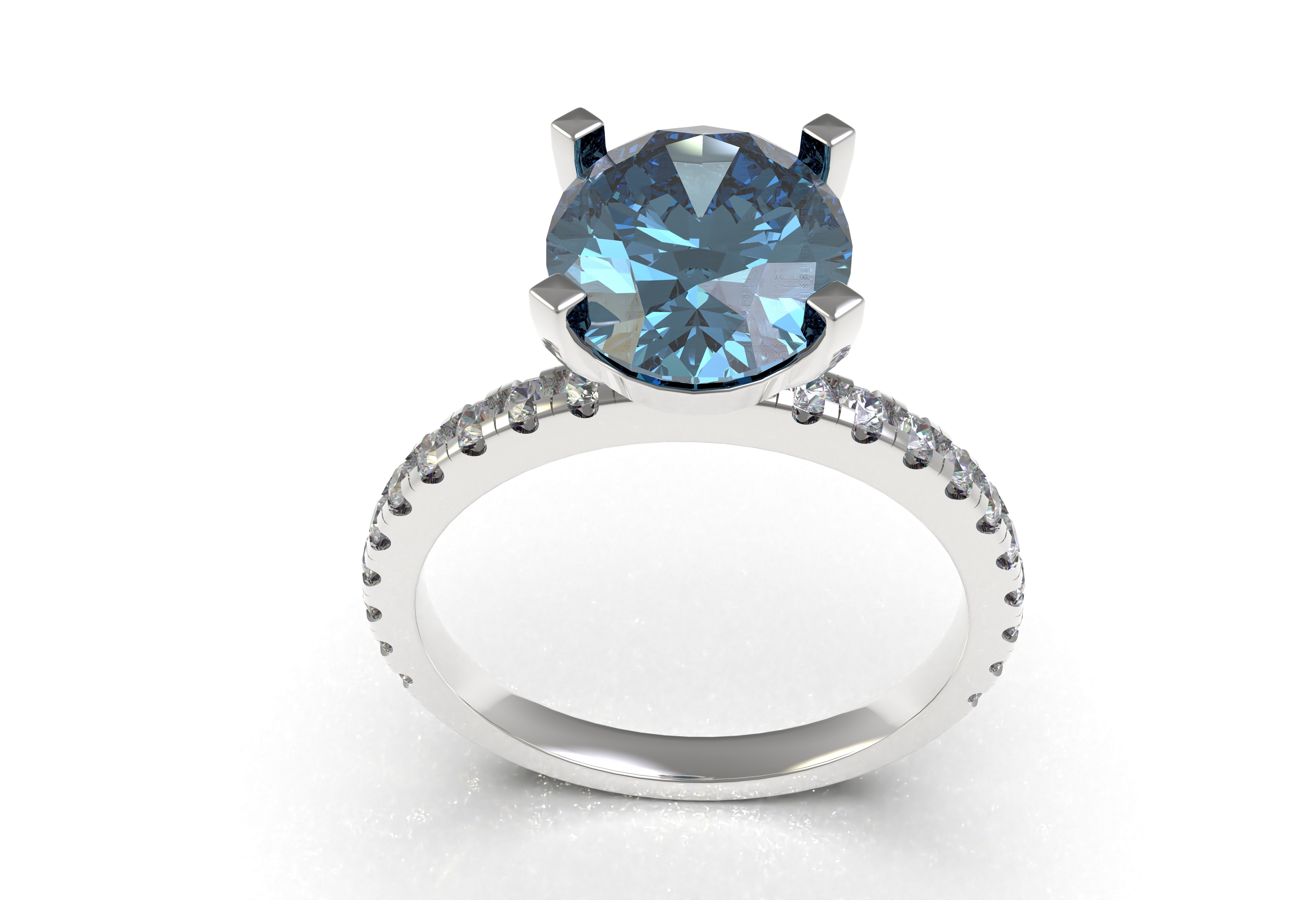 Oval Stone Square Prong Solitaire Ring 3D print model_9