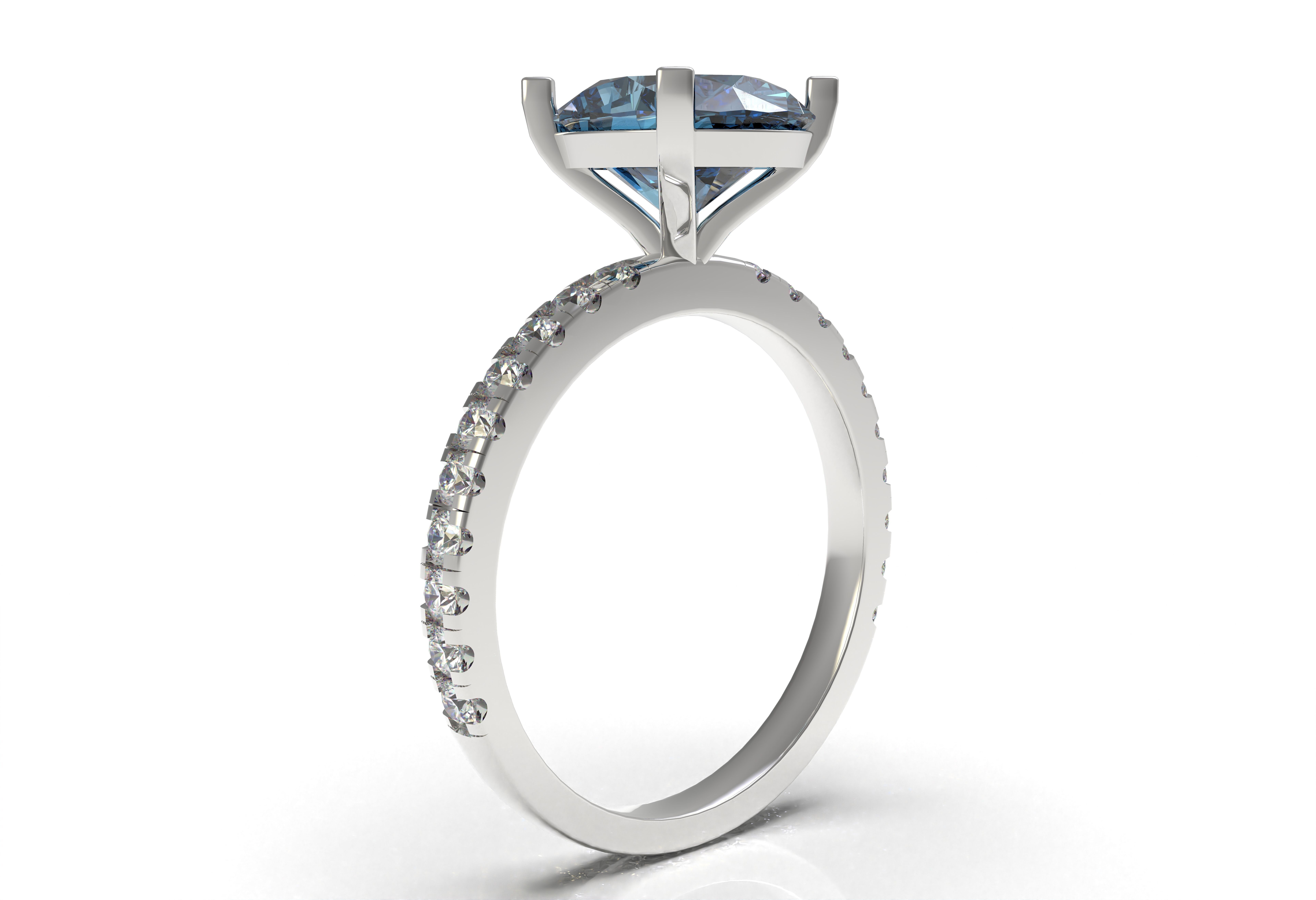 Oval Stone Square Prong Solitaire Ring 3D print model_13
