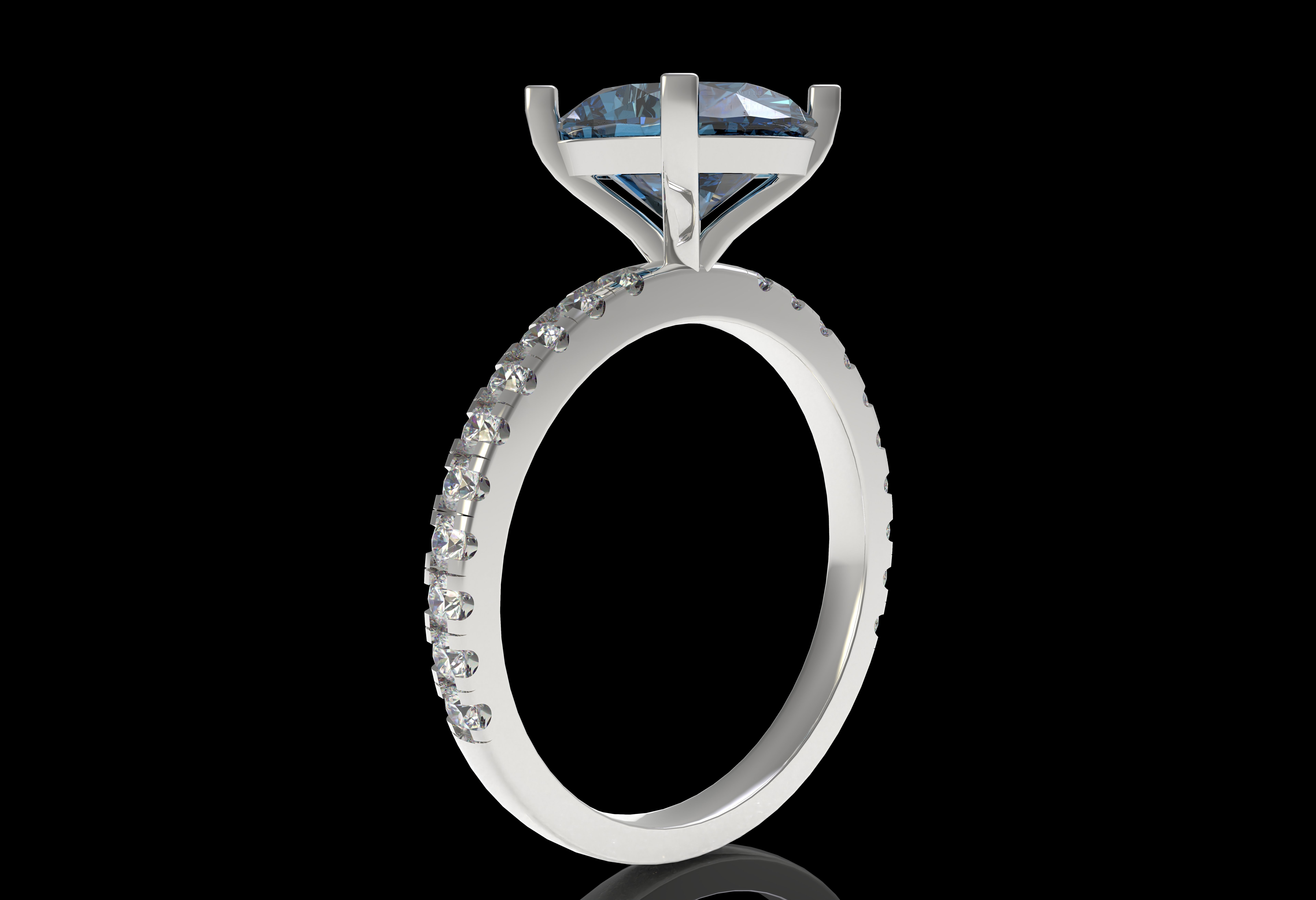 Oval Stone Square Prong Solitaire Ring 3D print model_23