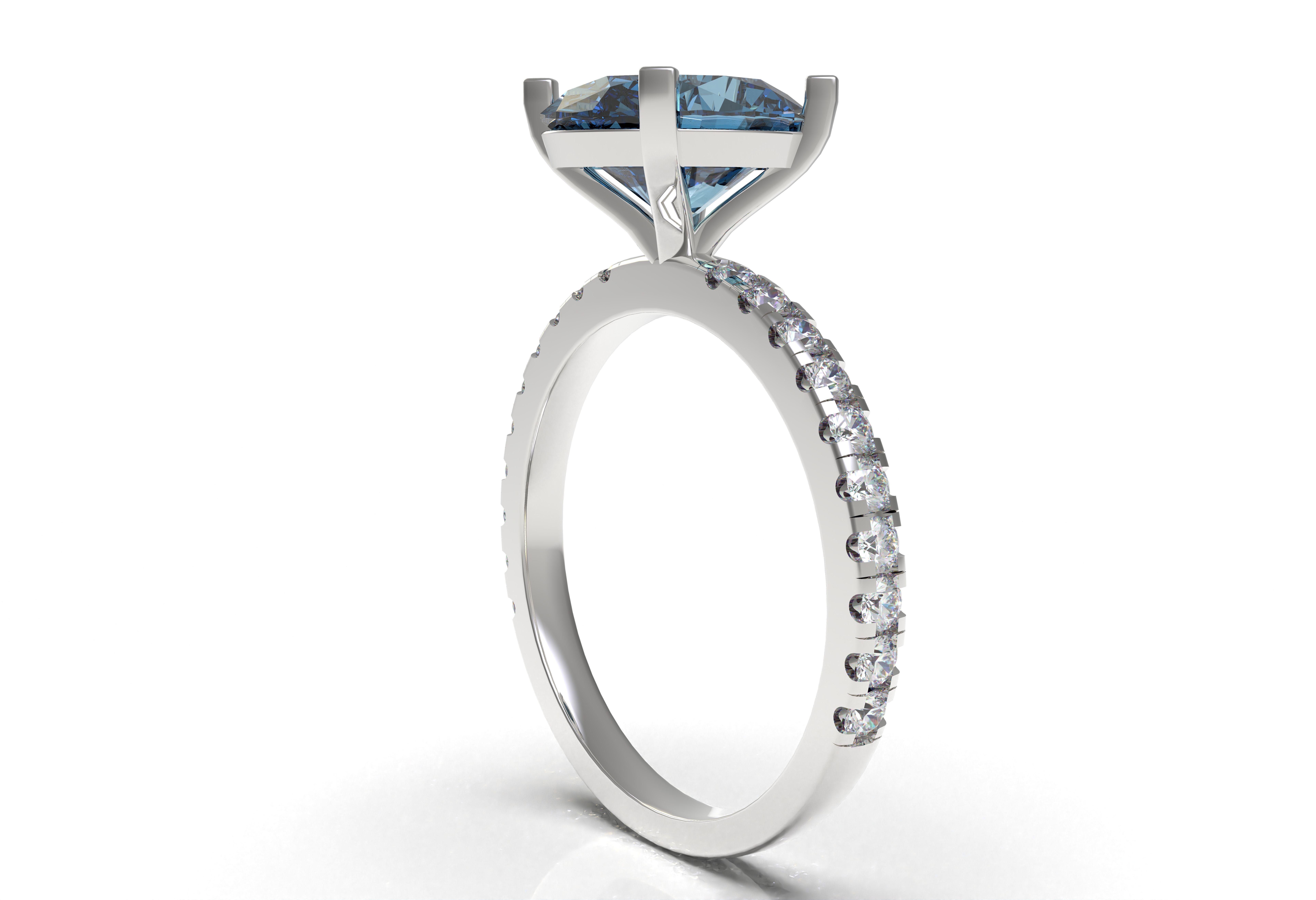 Oval Stone Square Prong Solitaire Ring 3D print model_12