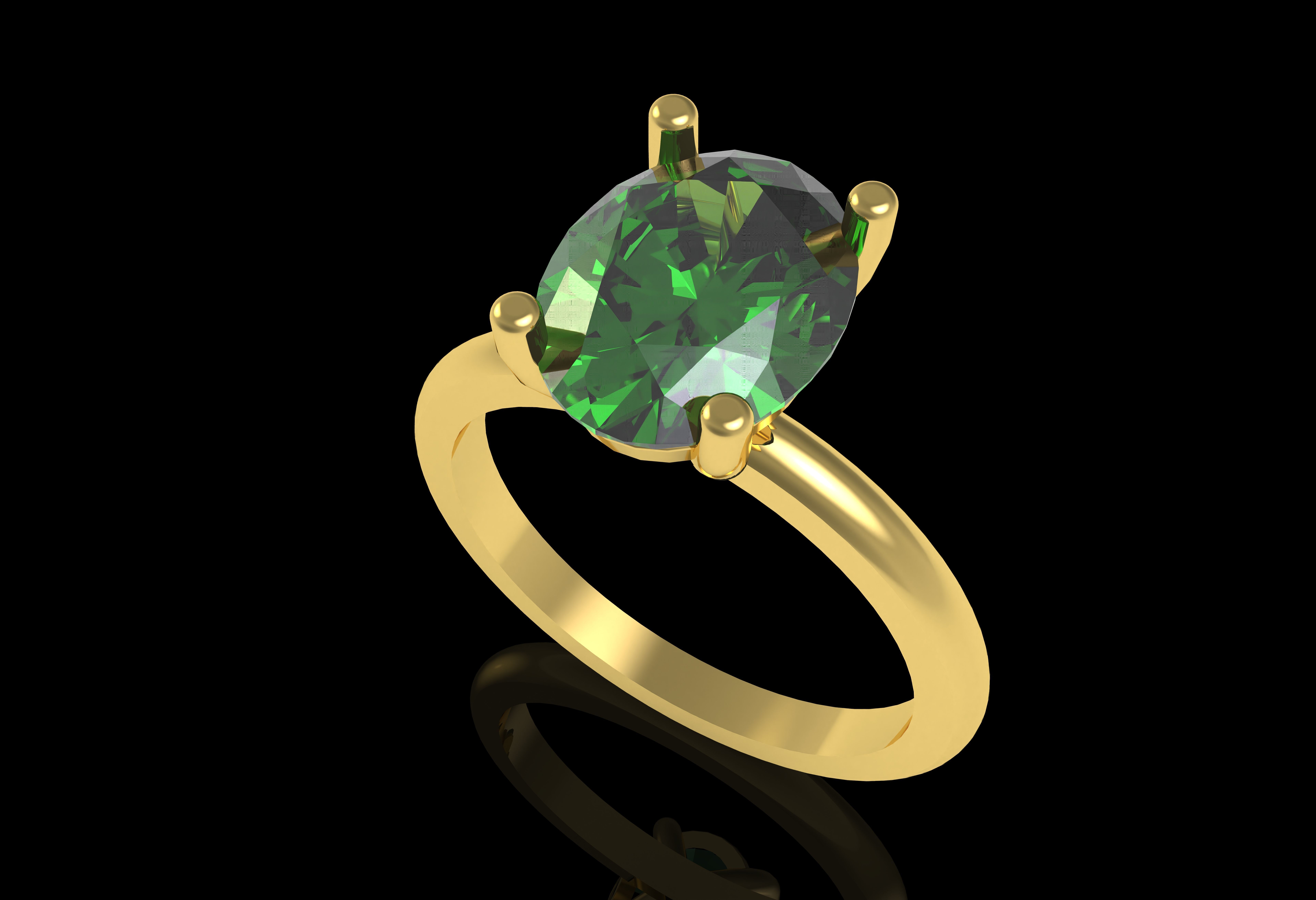 Oval Stone Solitaire Ring 3D print model_25