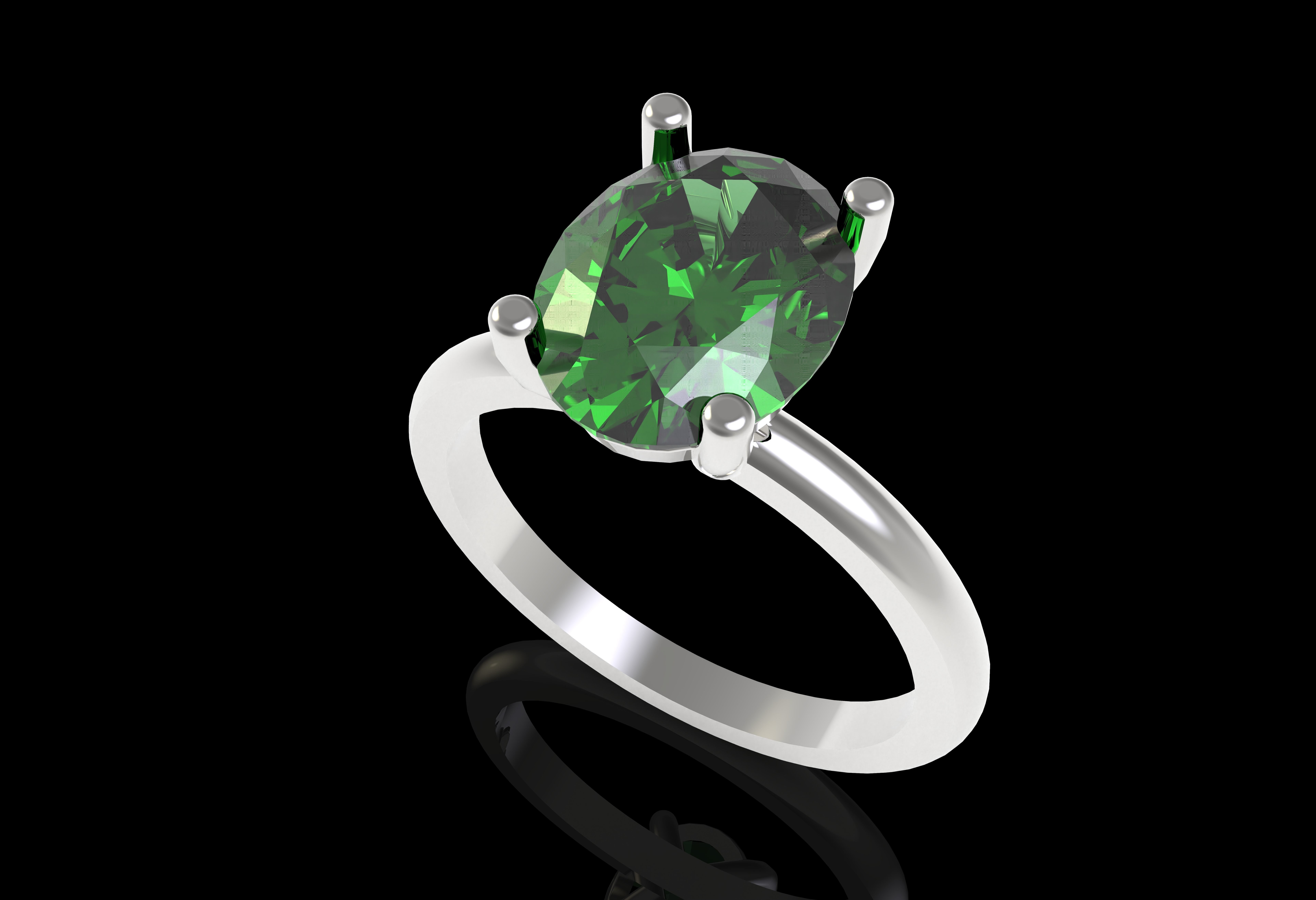 Oval Stone Solitaire Ring 3D print model_30