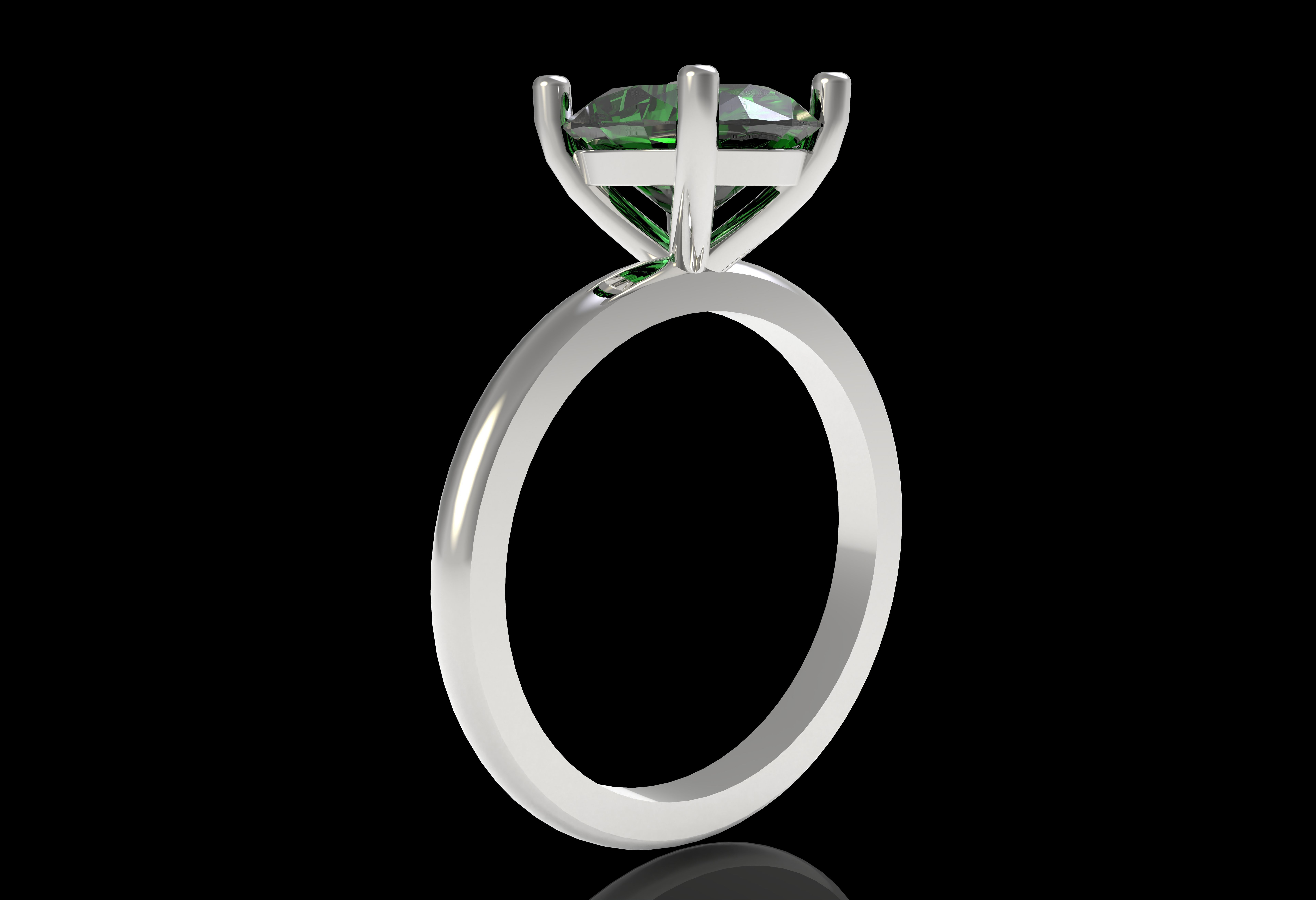 Oval Stone Solitaire Ring 3D print model_33