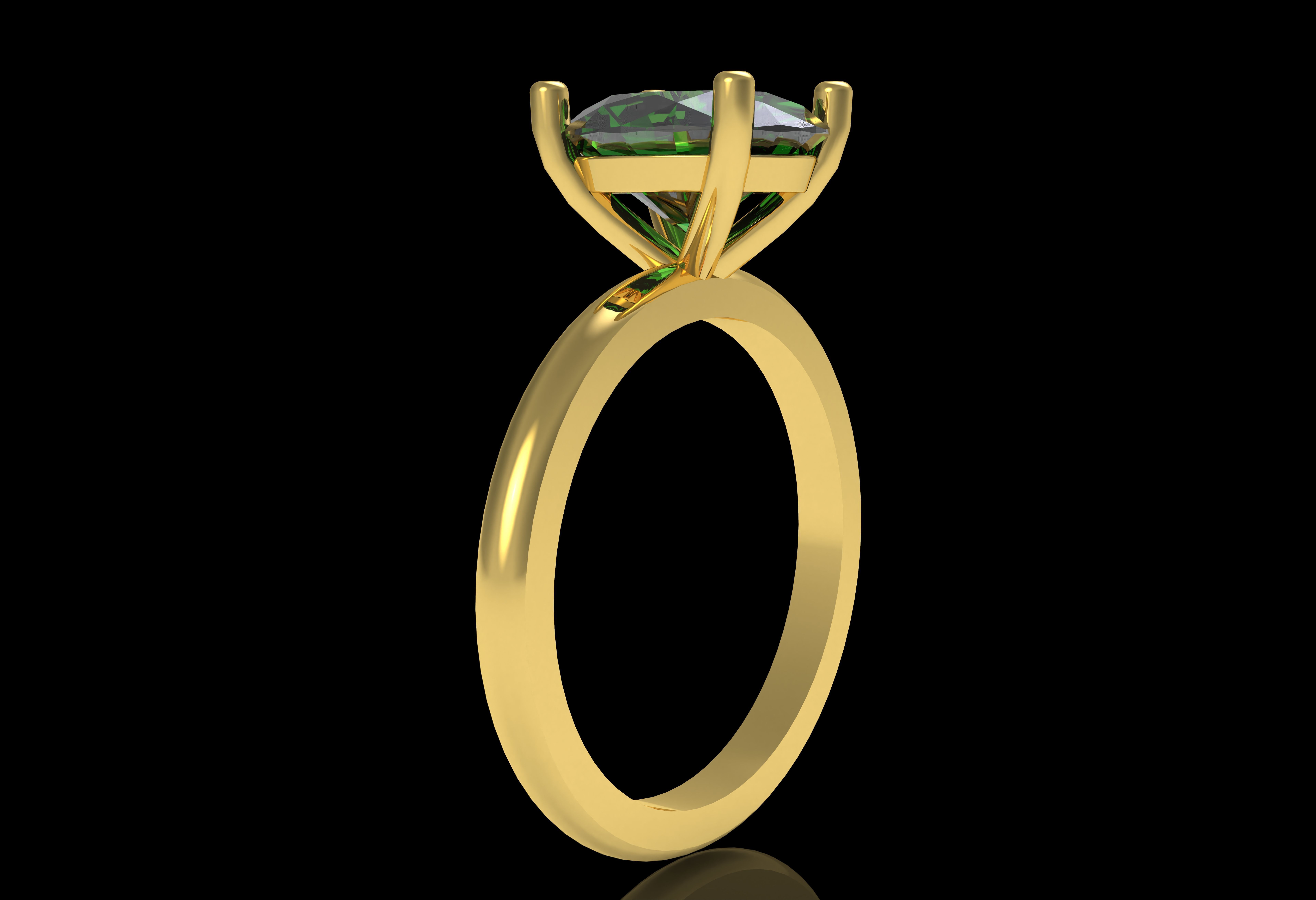 Oval Stone Solitaire Ring 3D print model_28
