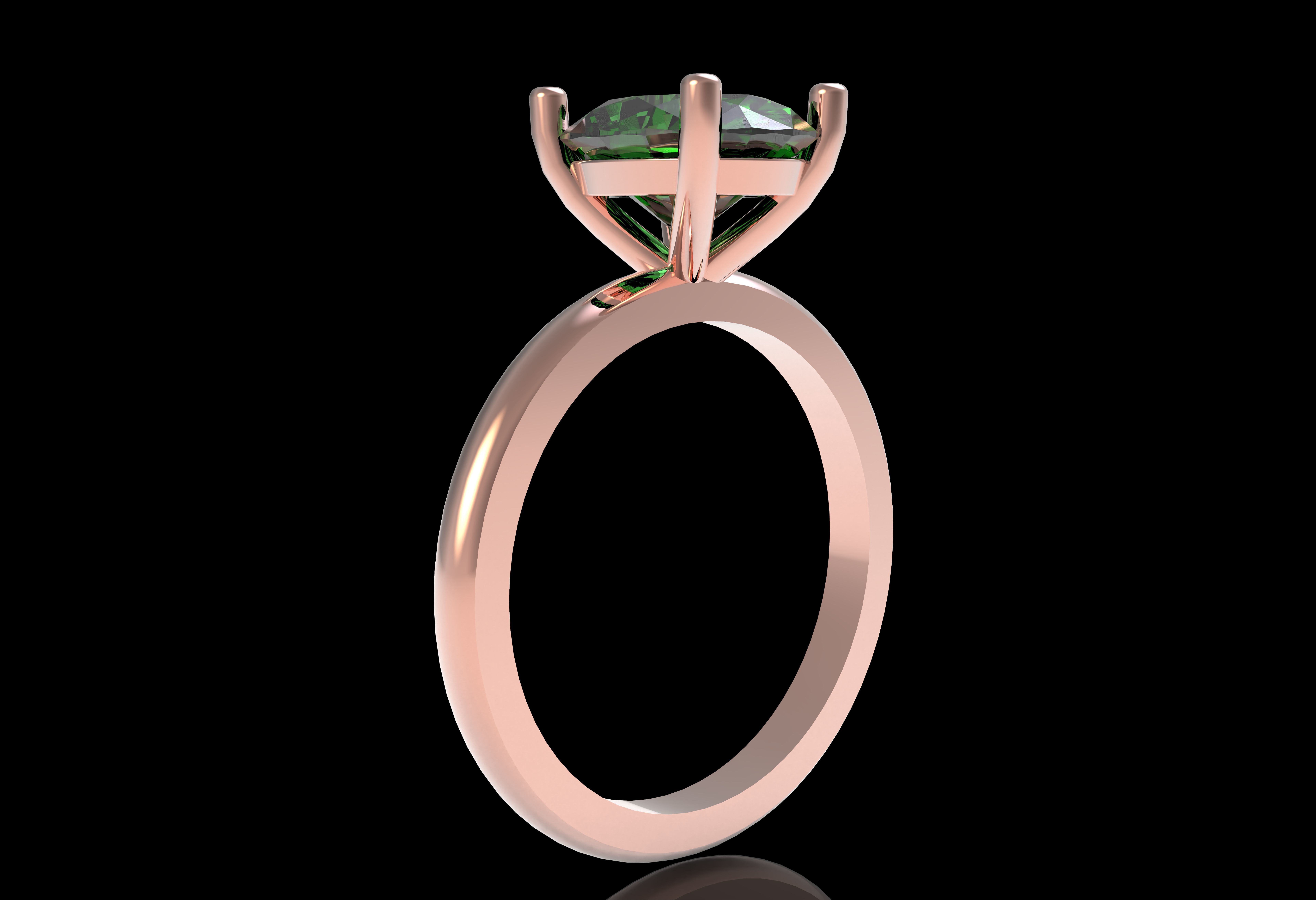Oval Stone Solitaire Ring 3D print model_23