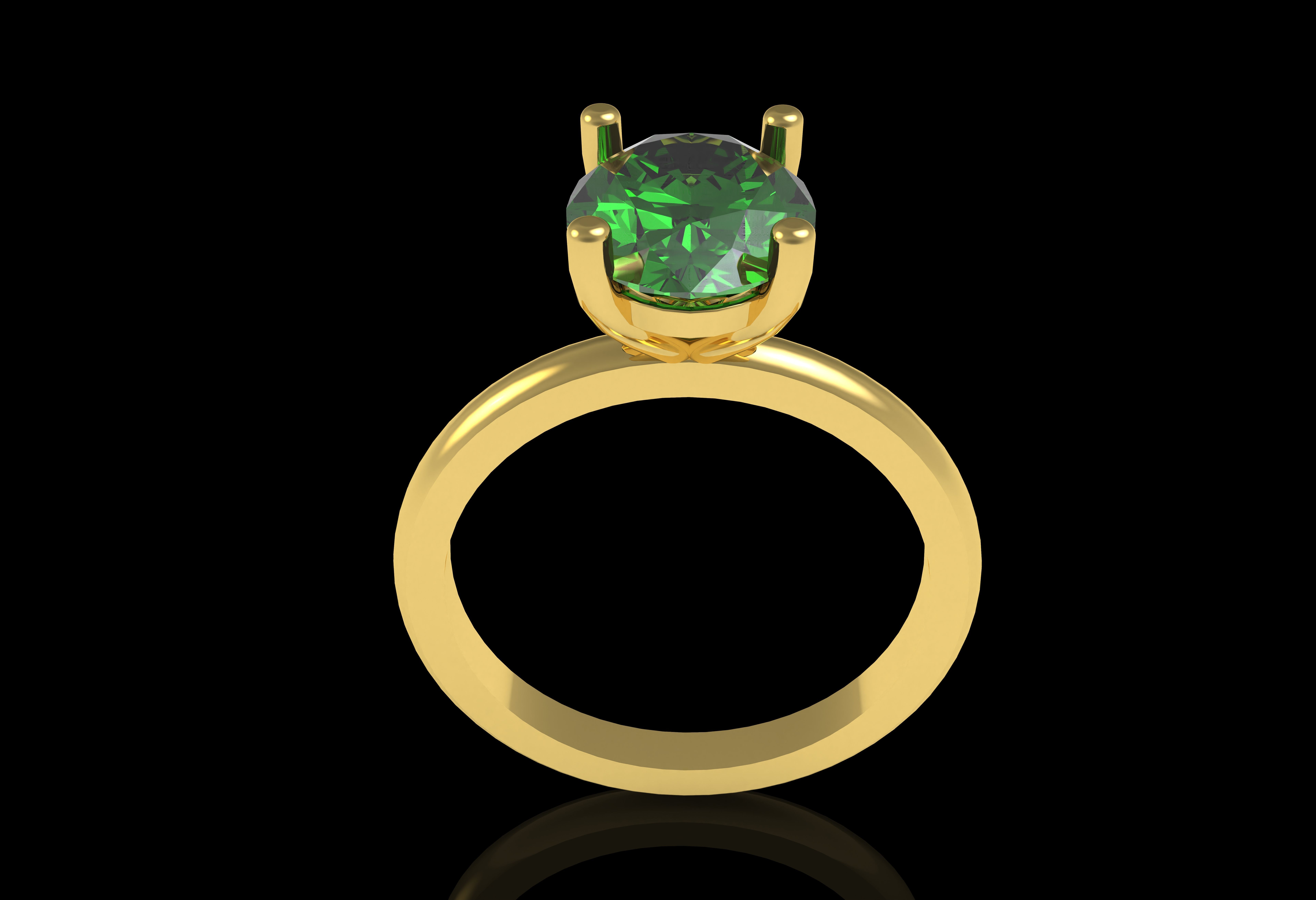 Oval Stone Solitaire Ring 3D print model_24