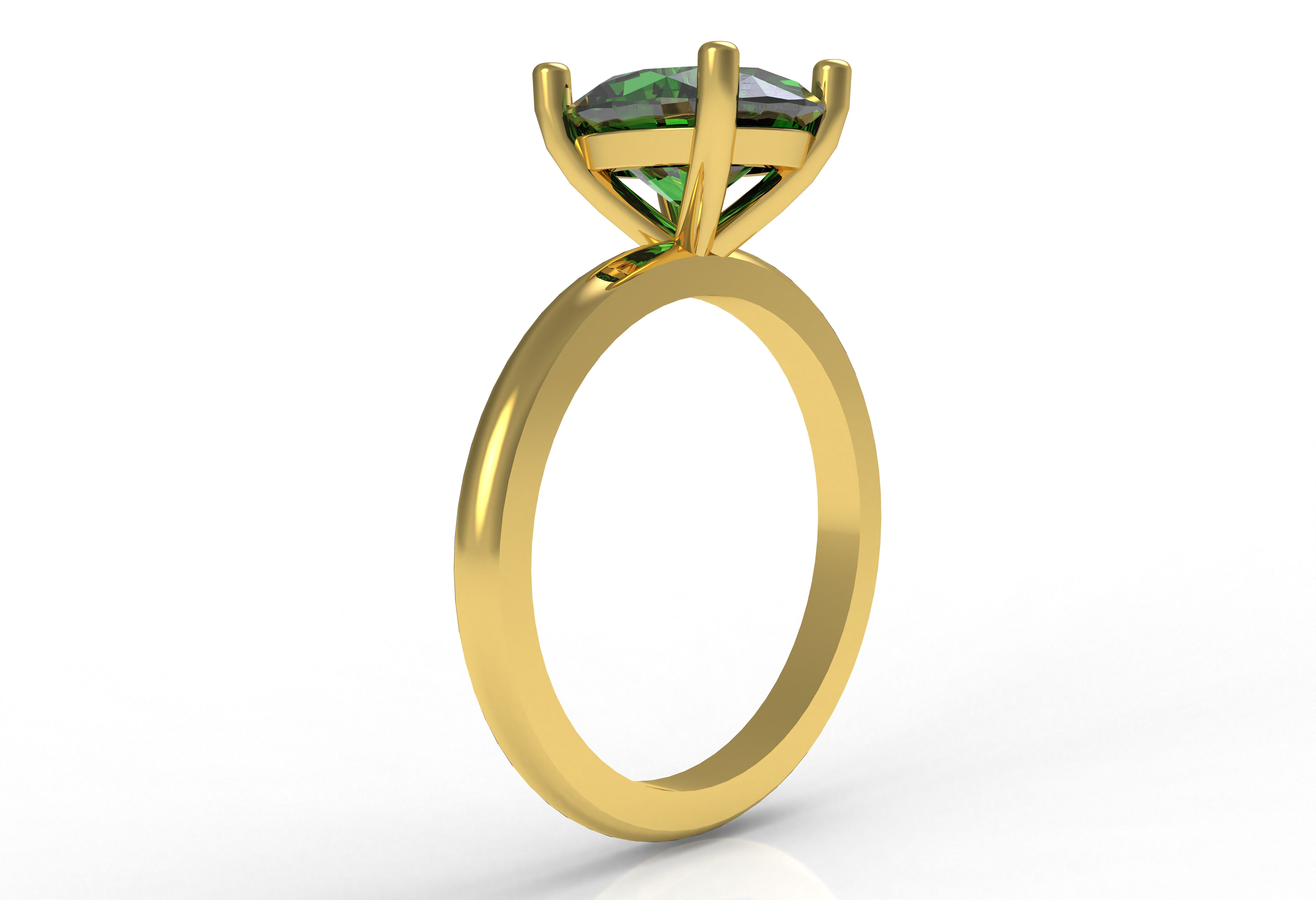 Oval Stone Solitaire Ring 3D print model_8