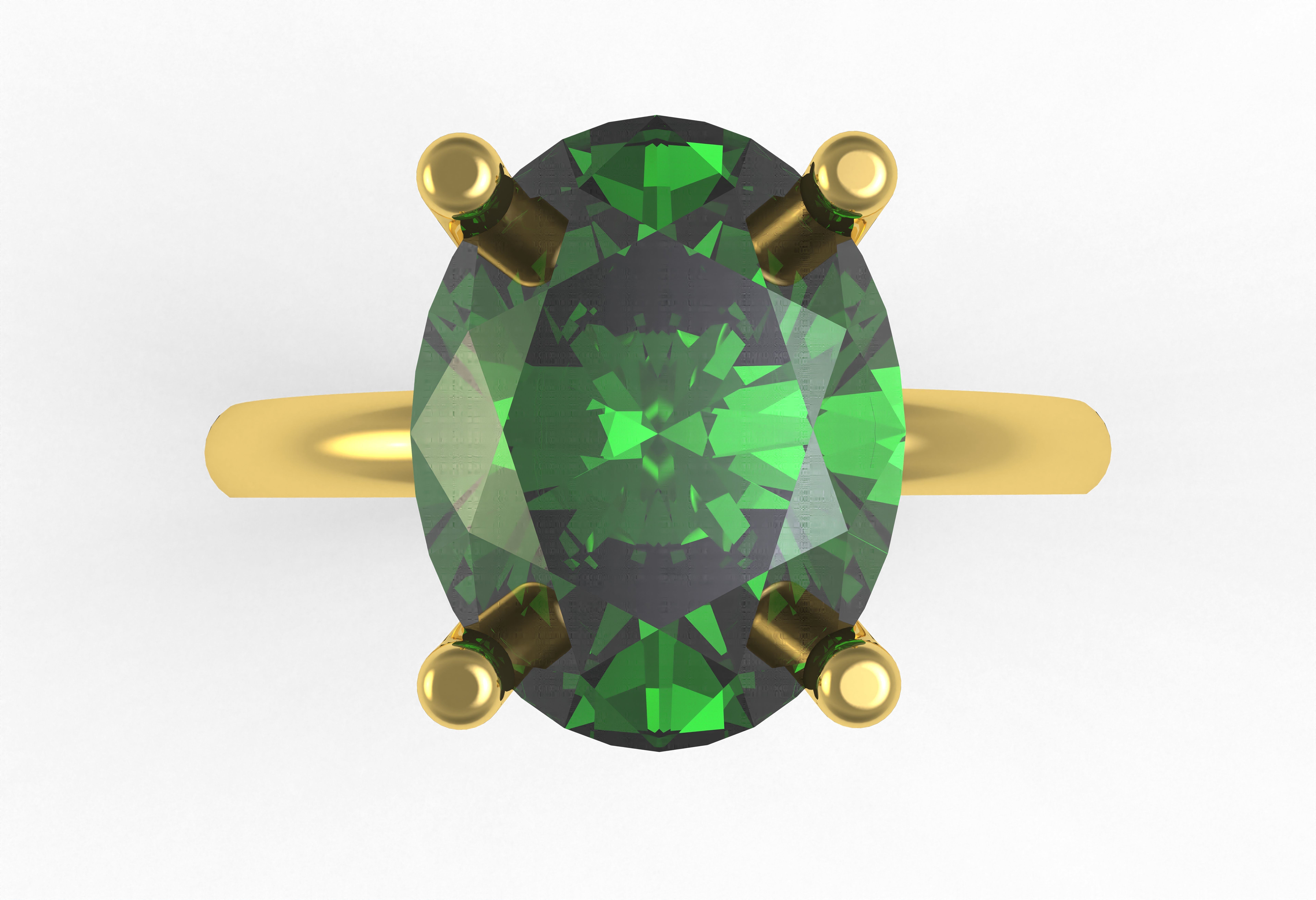 Oval Stone Solitaire Ring 3D print model_4
